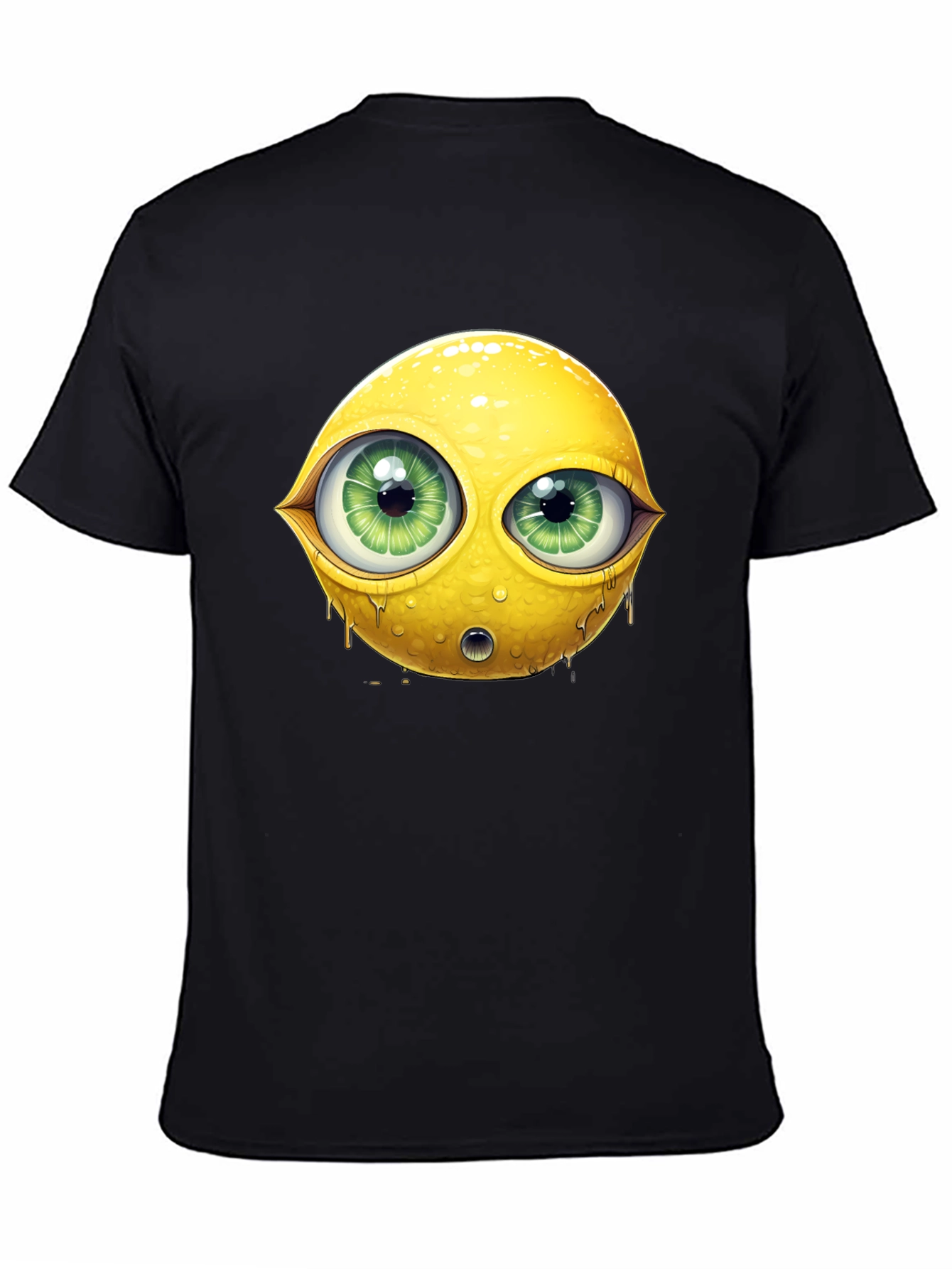 Emoji Lemon With Eyes Graphic Black Tee