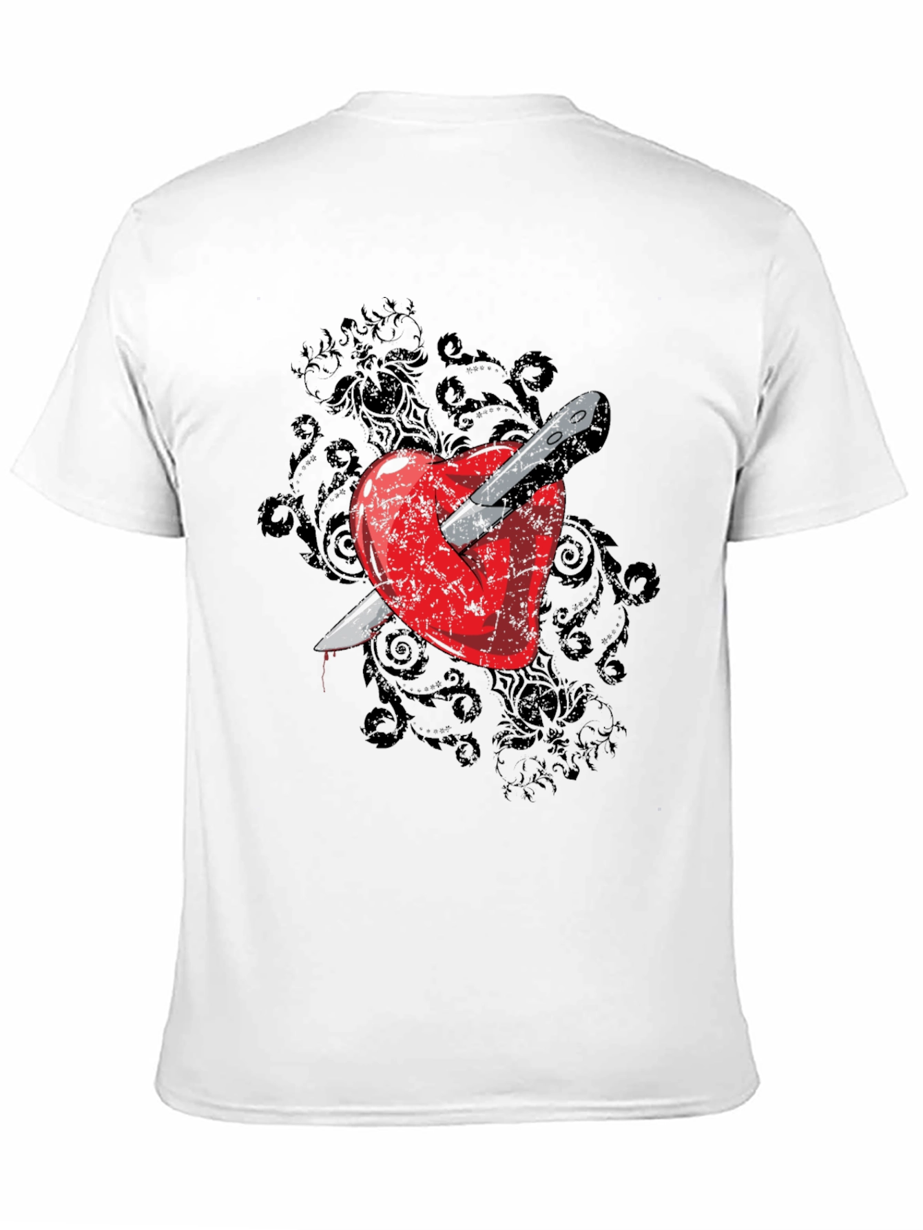 Heart Dagger Graphic Tee - Gothic Style