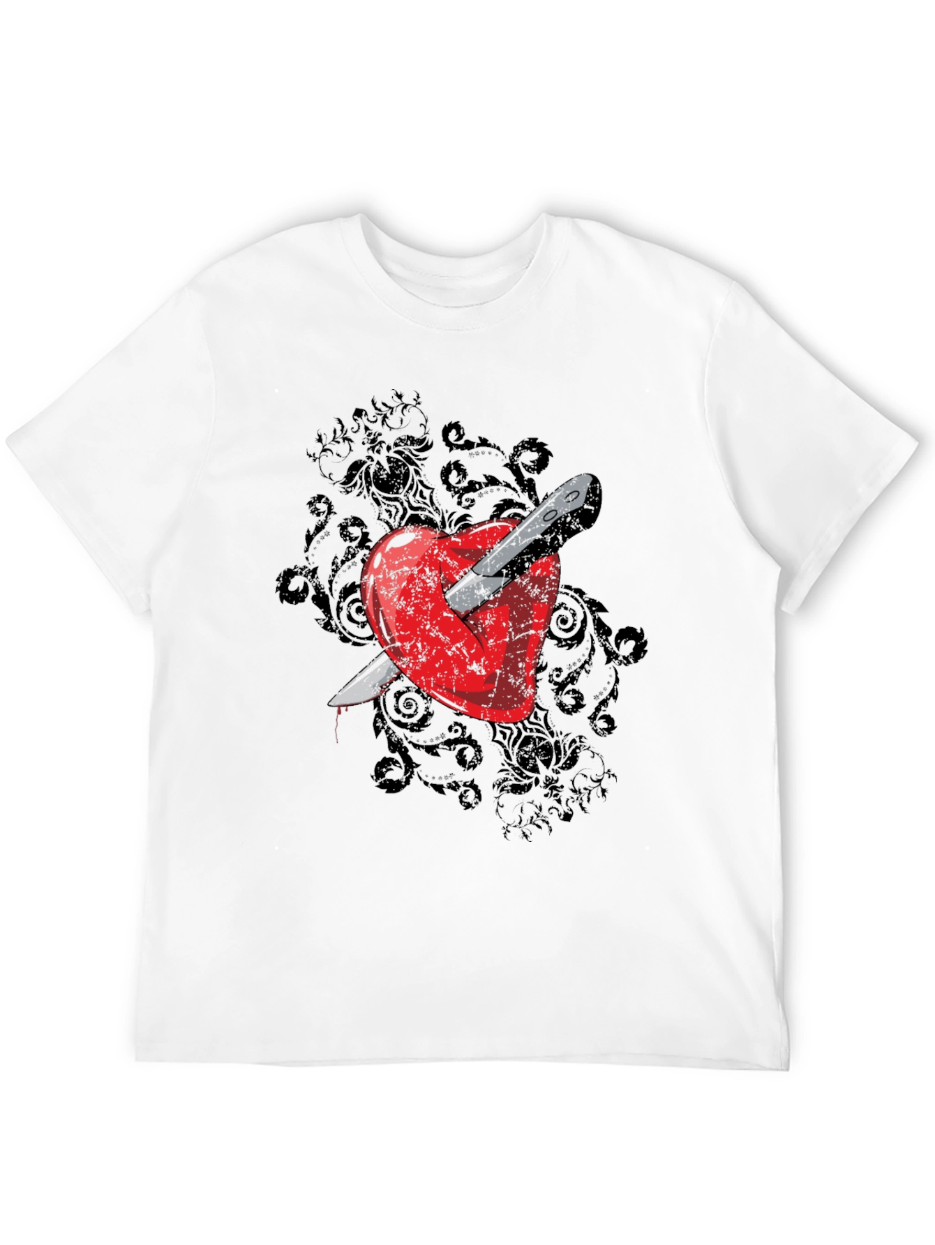 Heart Dagger Graphic Tee - Gothic Style