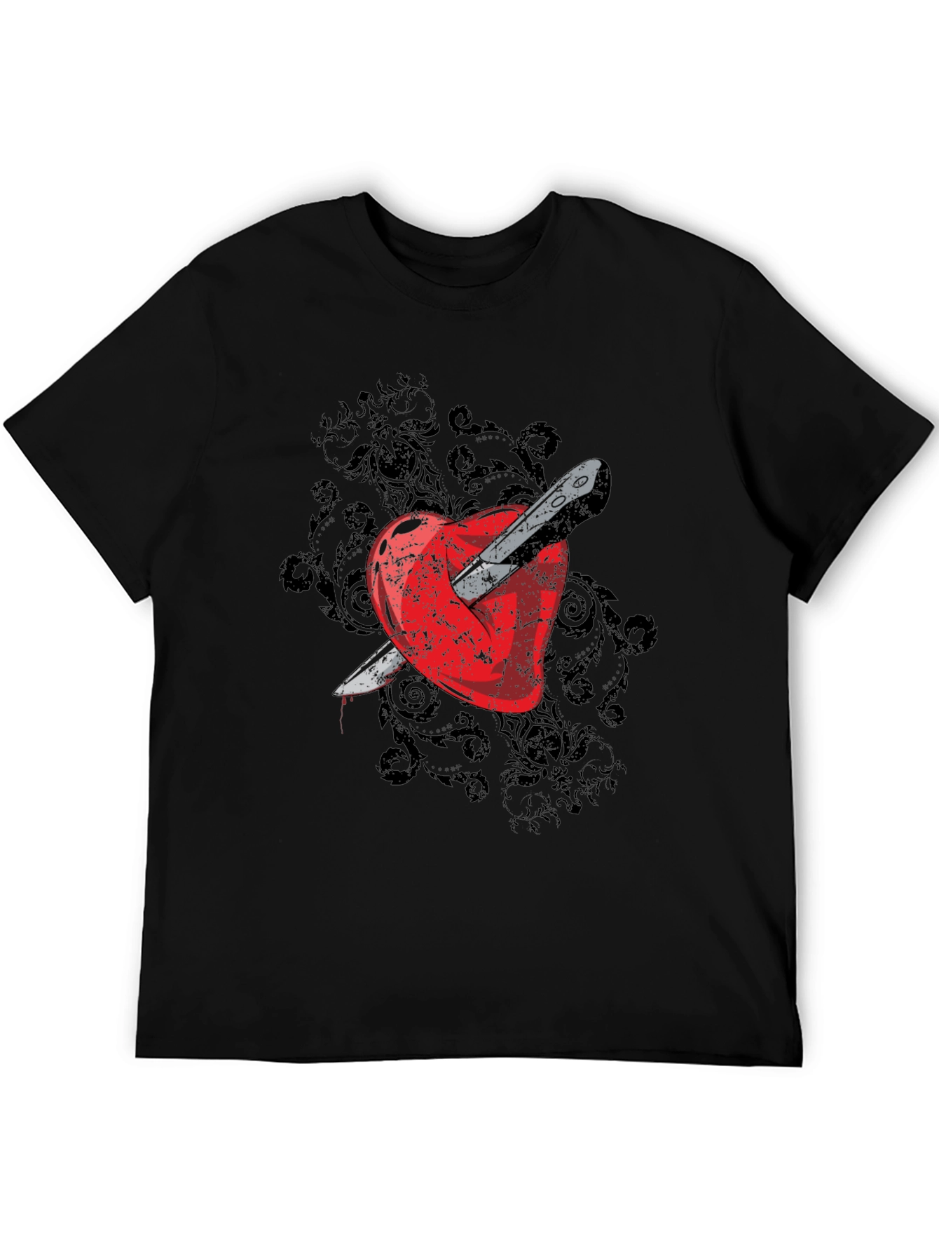 Heart Dagger Graphic Tee - Gothic Style