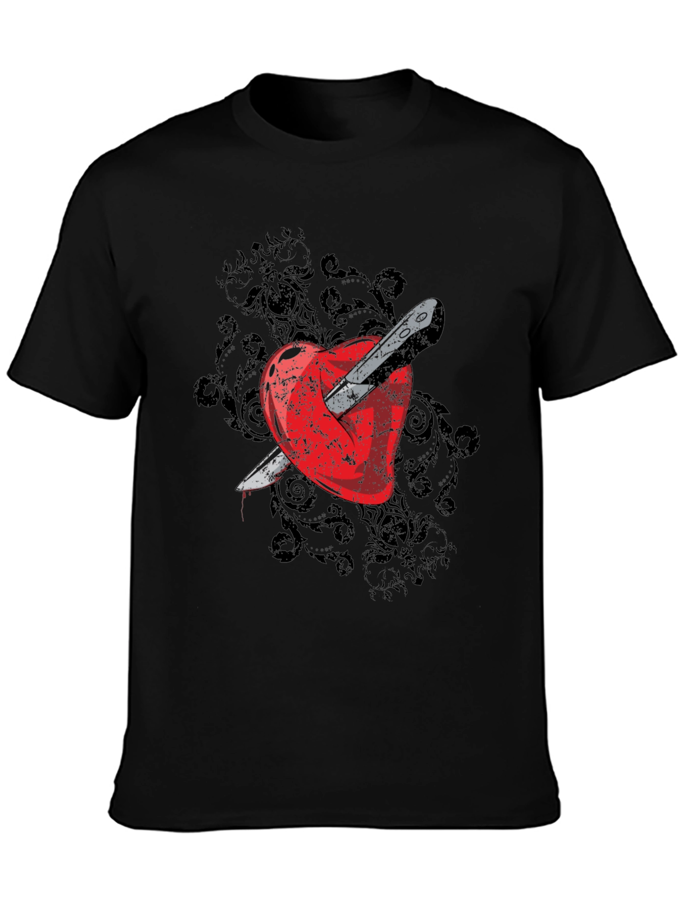 Heart Dagger Graphic Tee - Gothic Style