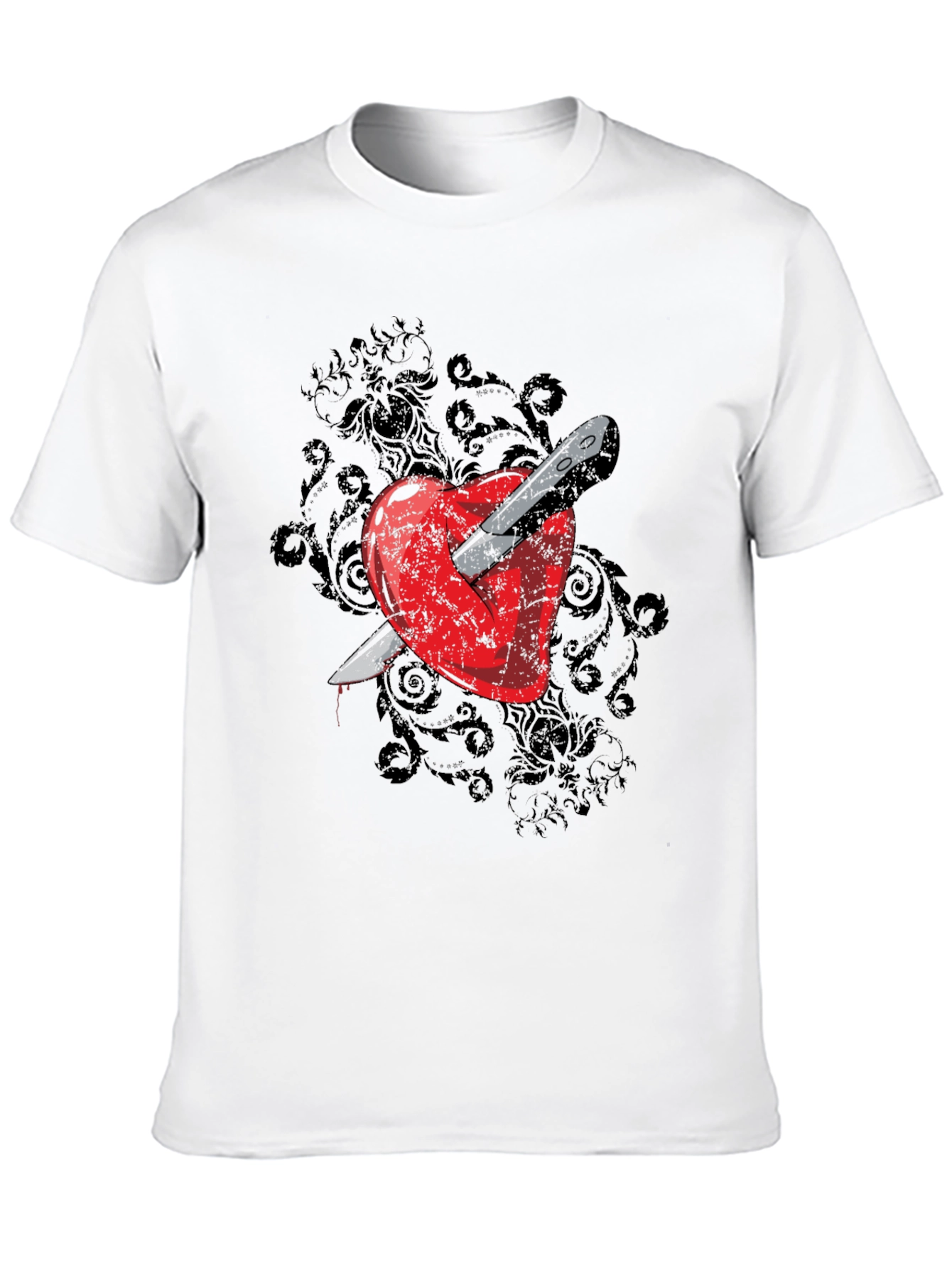 Heart Dagger Graphic Tee - Gothic Style