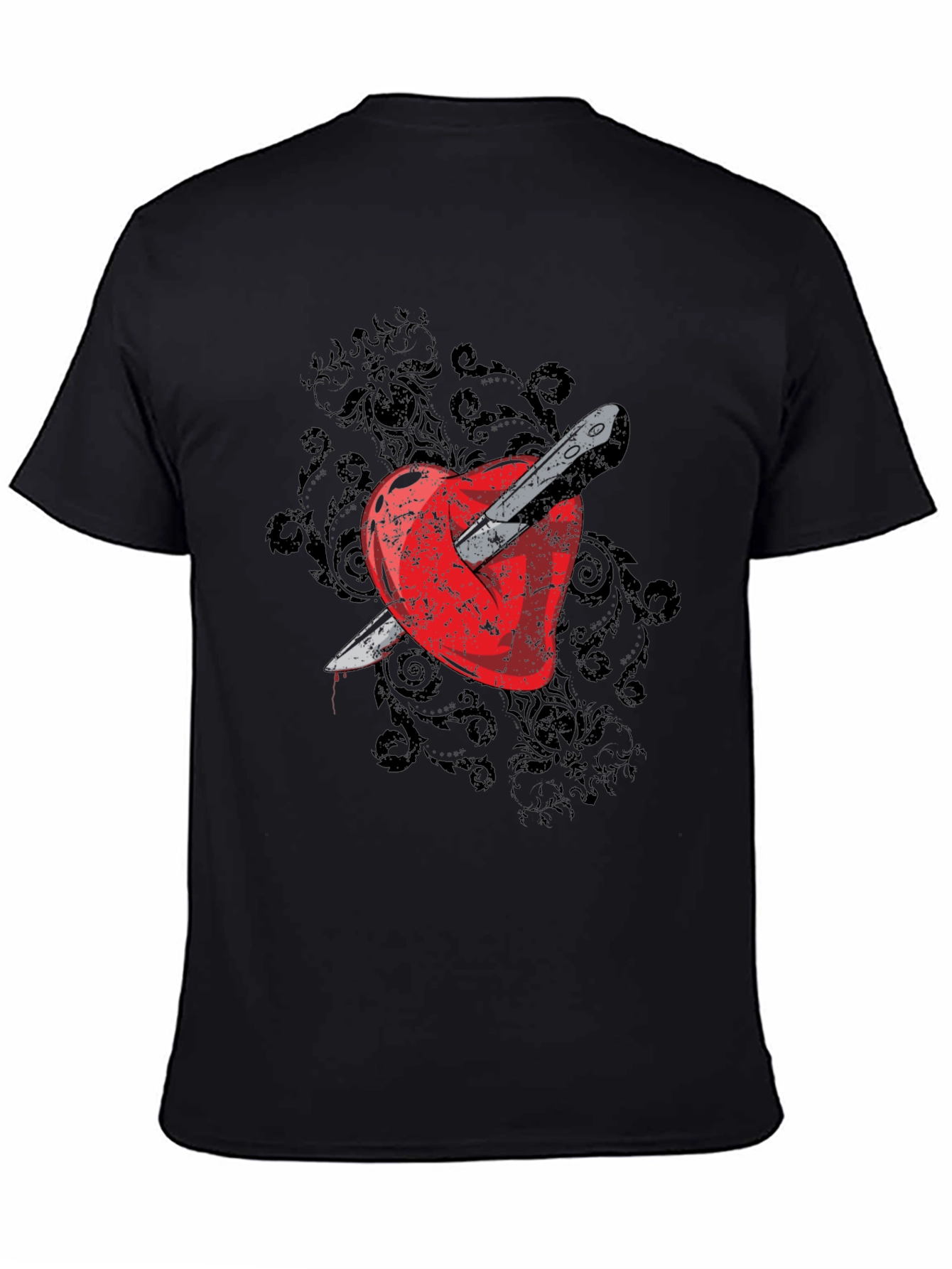 Heart Dagger Graphic Tee - Gothic Style
