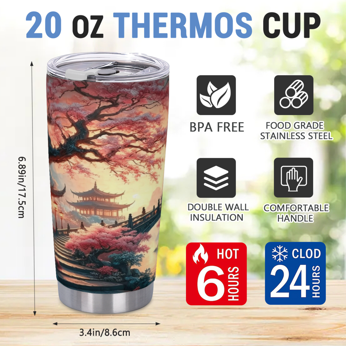 Cozy Vintage Floral Tea Table Red Geranium Still Life 20oz Tumbler