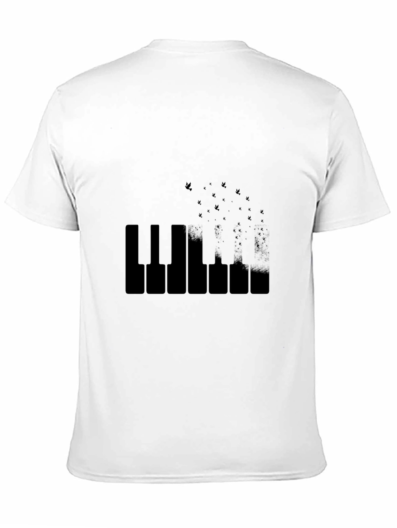 Piano Keys & Birds Black T-Shirt