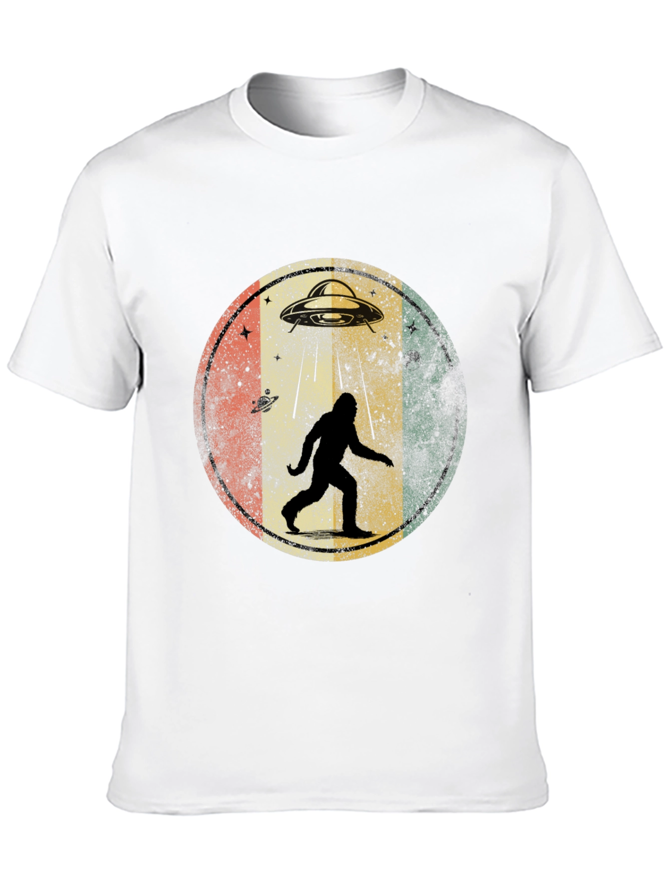 Bigfoot UFO Abduction Mens Graphic T-Shirt