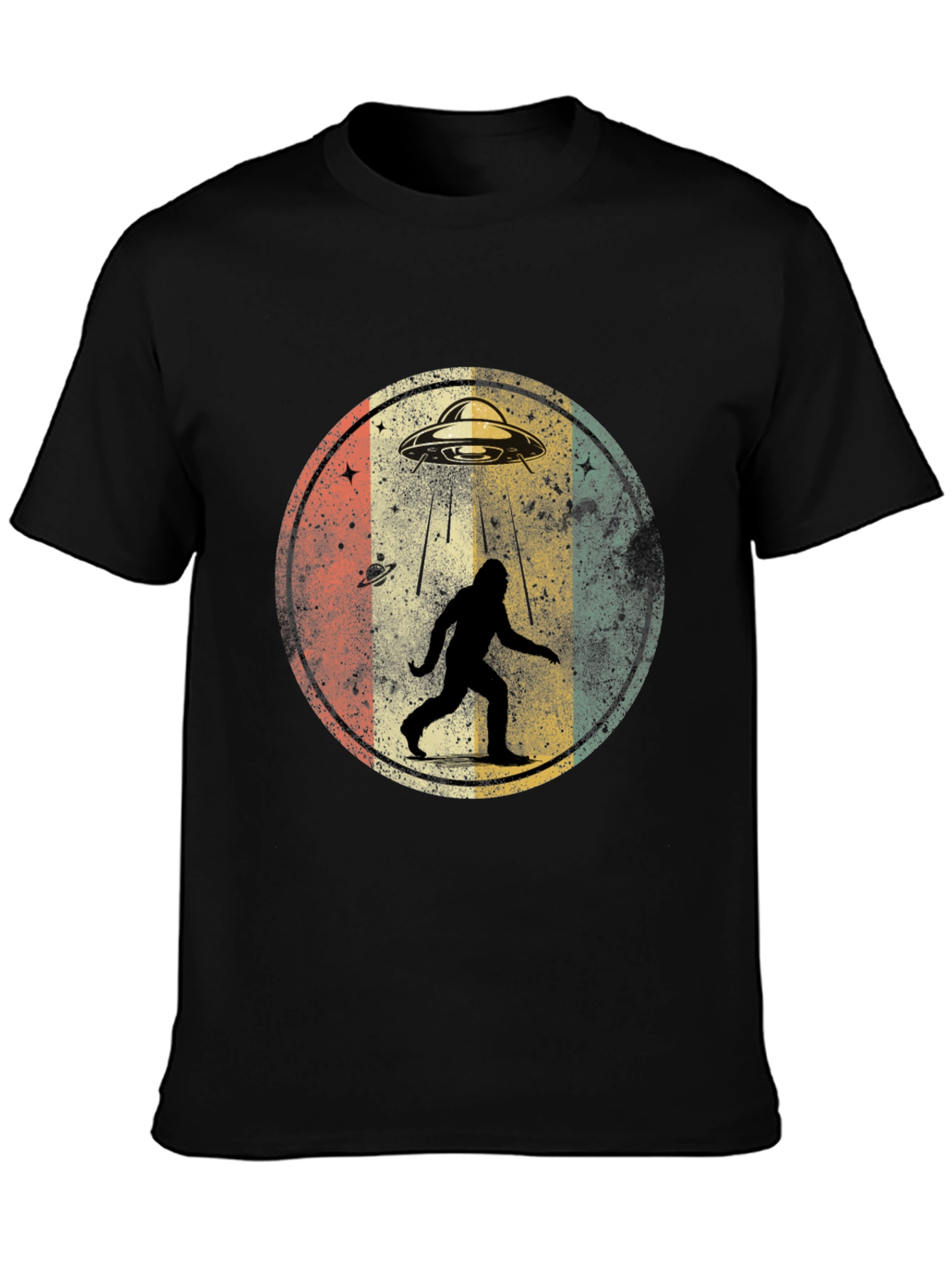 Bigfoot UFO Abduction Mens Graphic T-Shirt