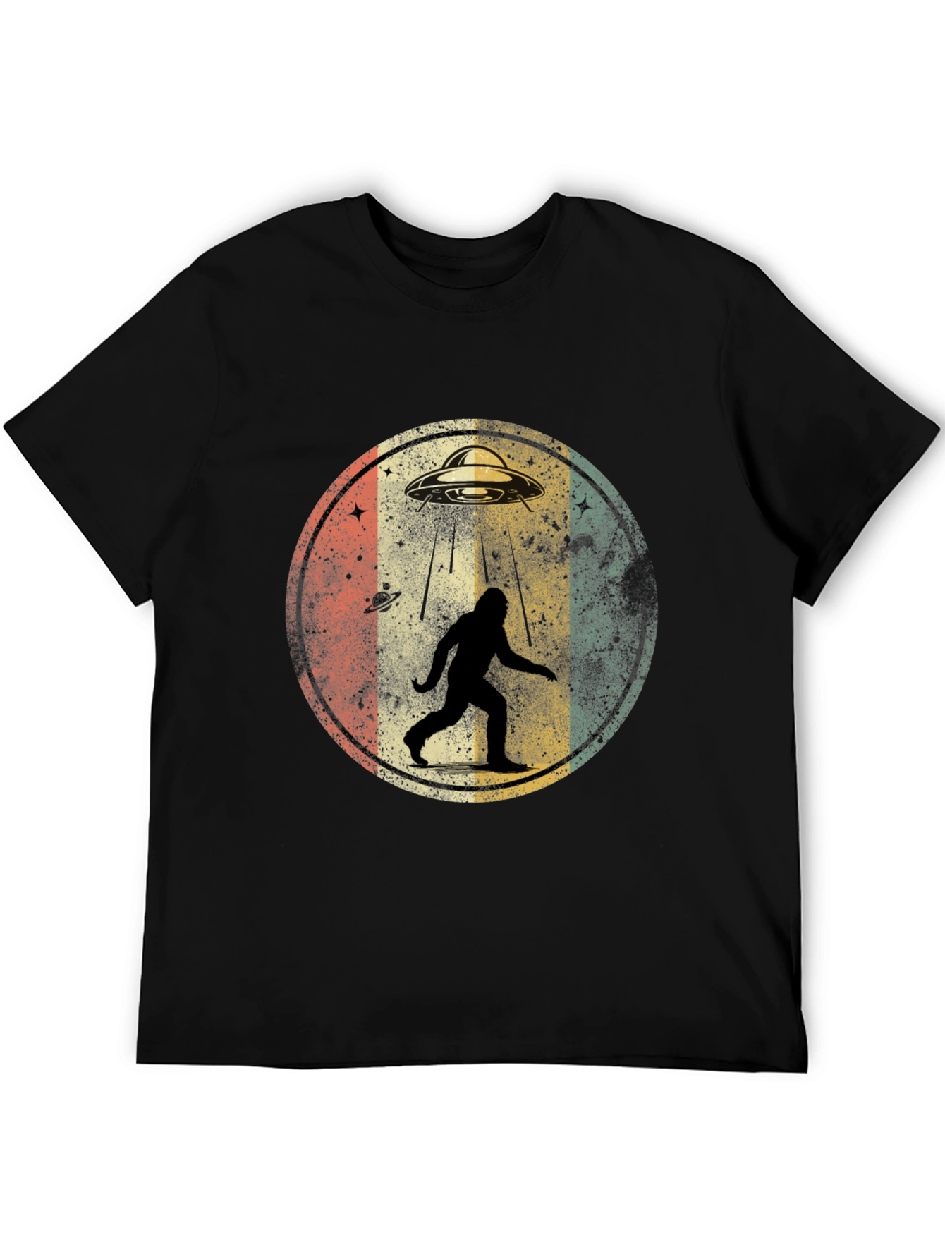 Bigfoot UFO Abduction Mens Graphic T-Shirt