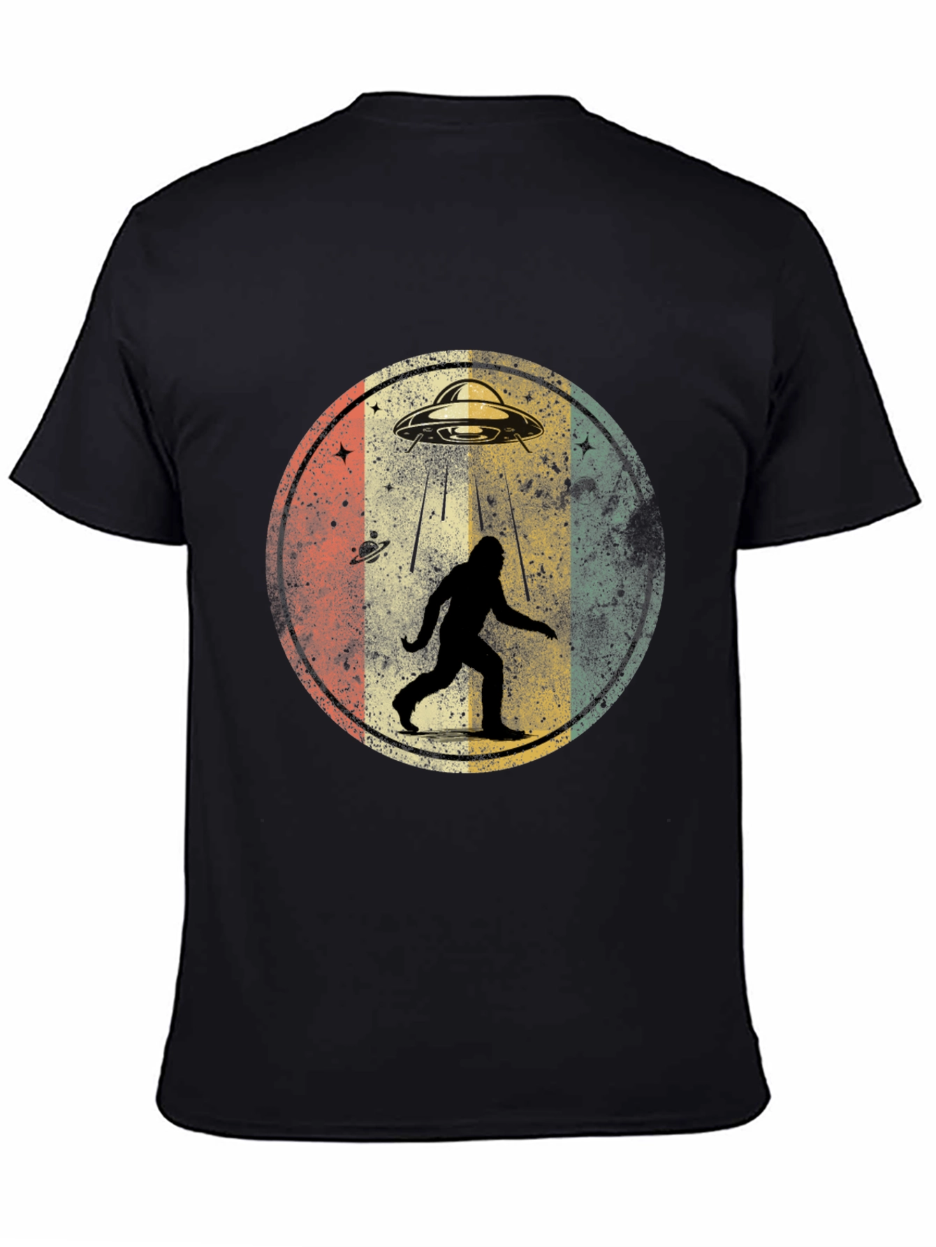 Bigfoot UFO Abduction Mens Graphic T-Shirt