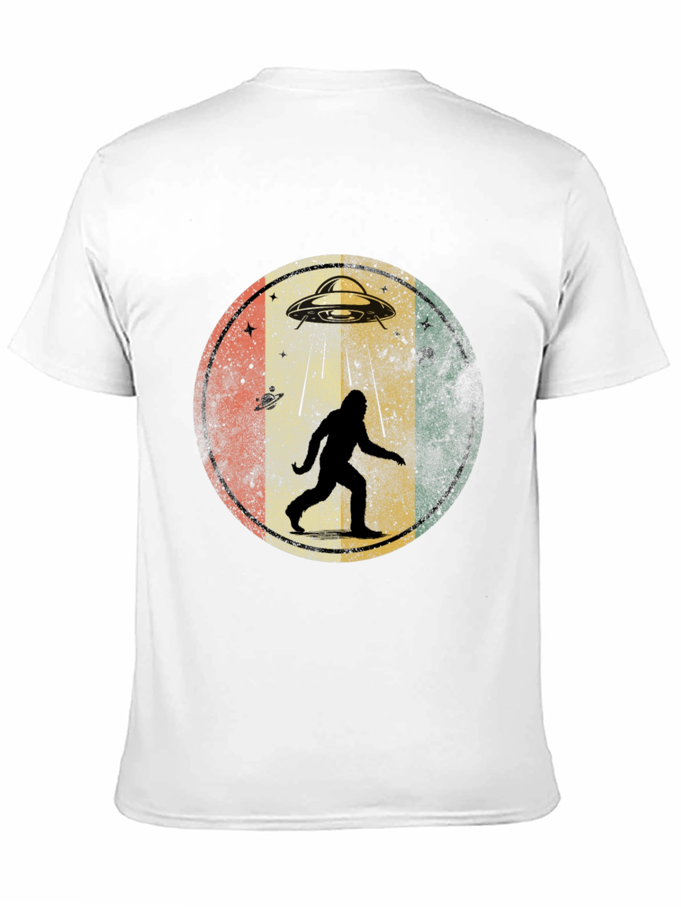 Bigfoot UFO Abduction Mens Graphic T-Shirt