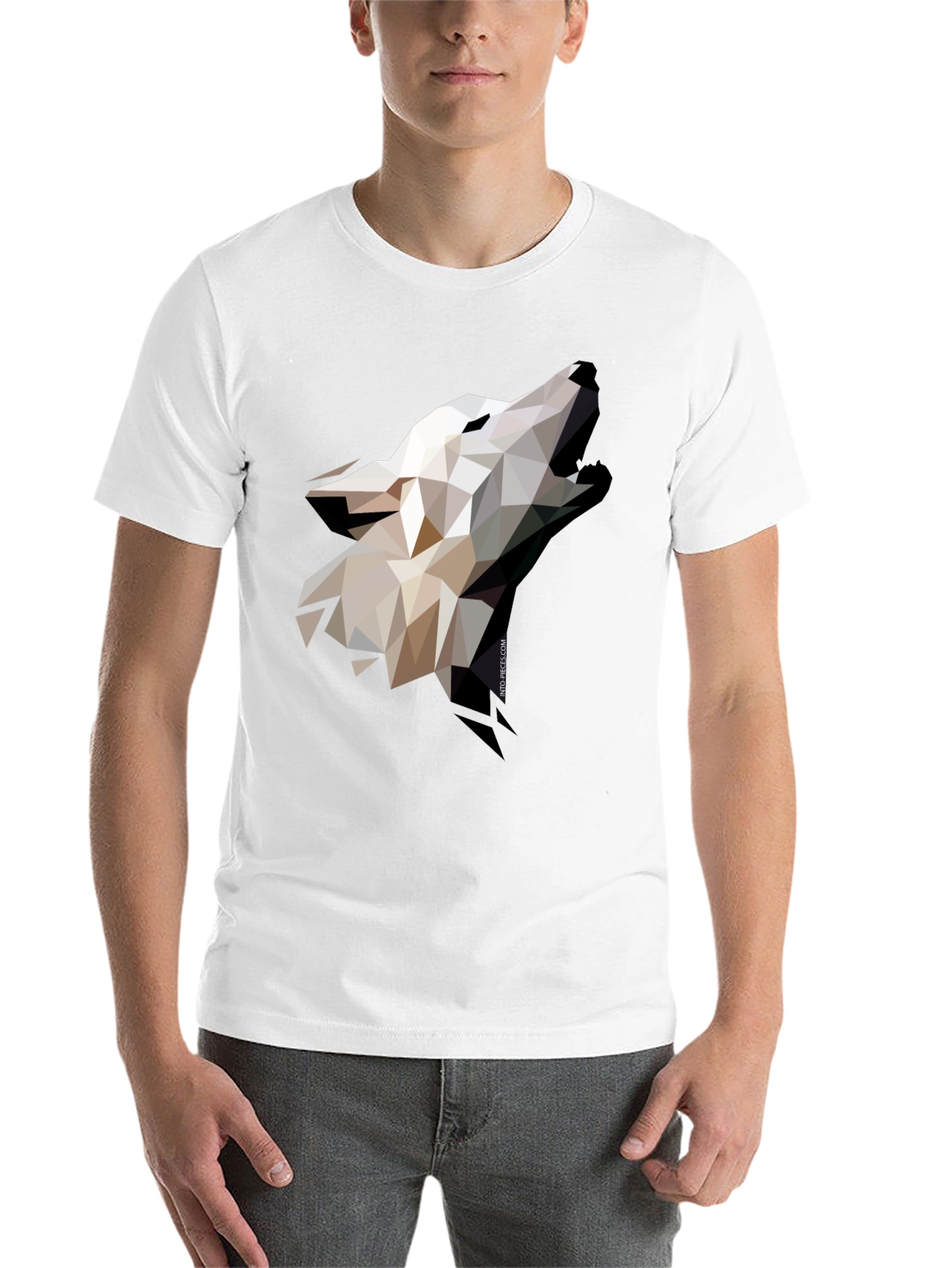 Geometric Wolf Graphic Black T-Shirt
