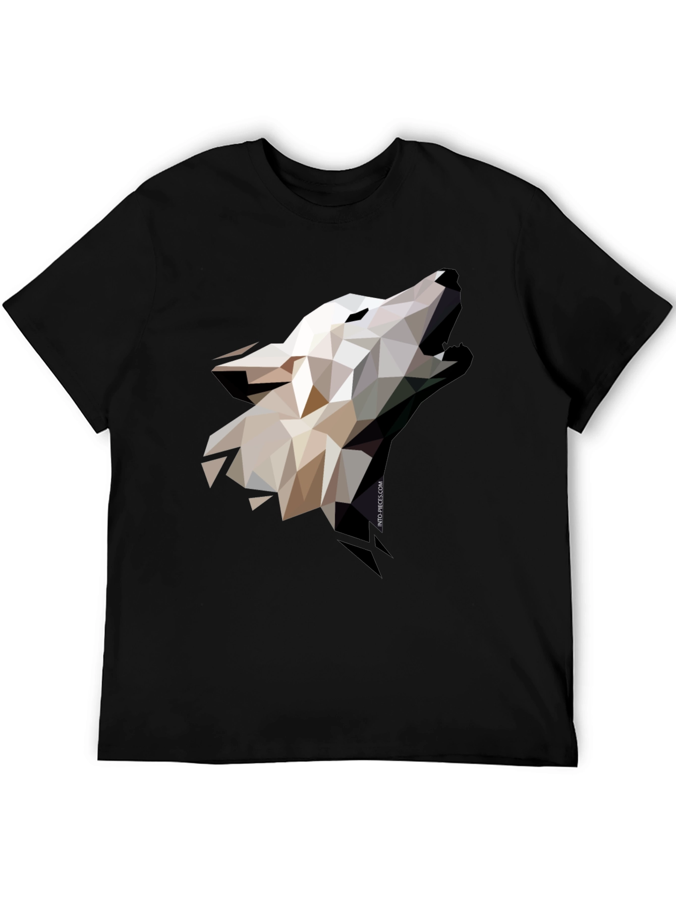 Geometric Wolf Graphic Black T-Shirt