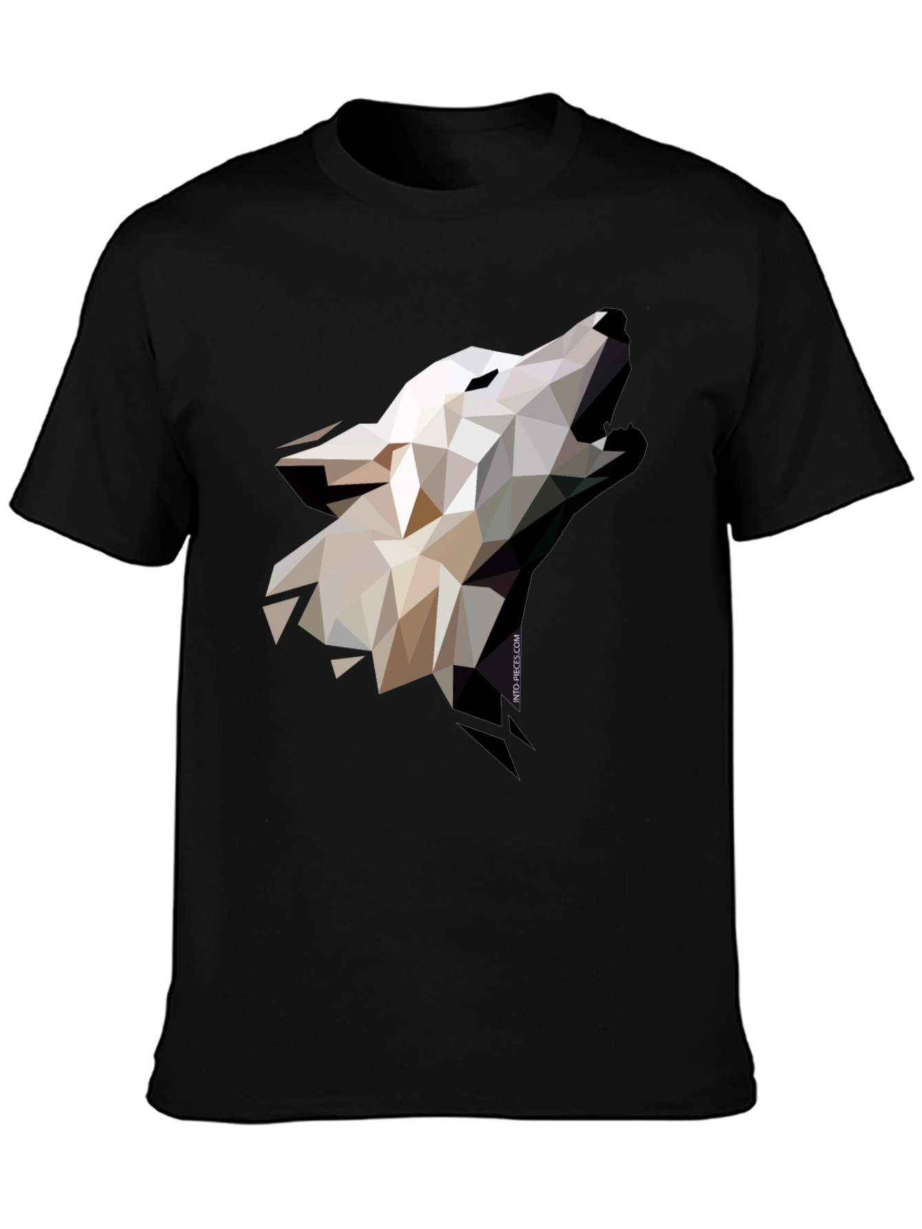 Geometric Wolf Graphic Black T-Shirt