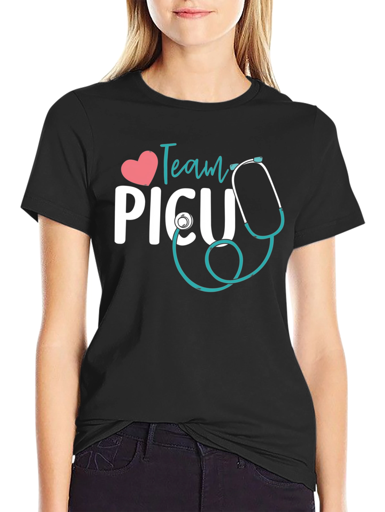 Team PICU Stethoscope Graphic T-Shirt
