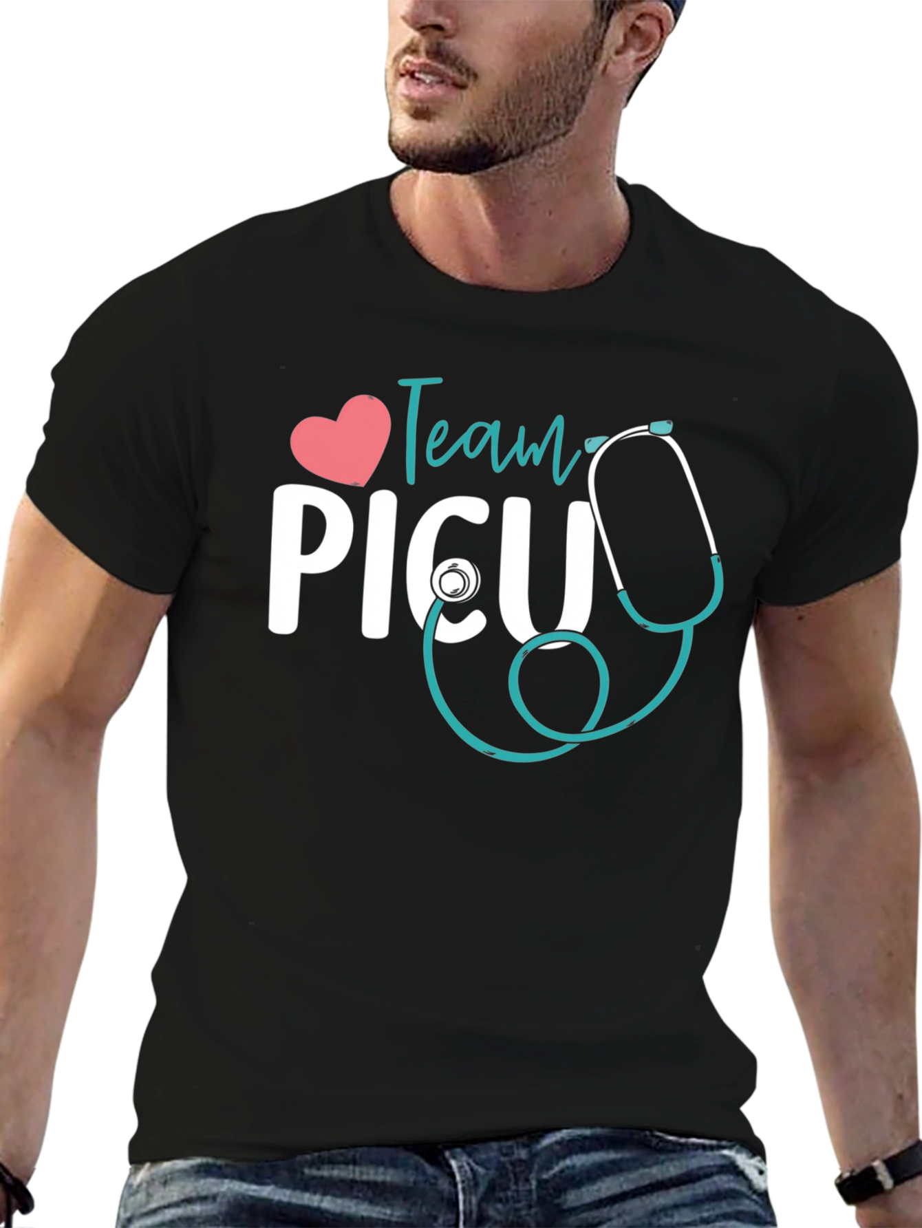Team PICU Stethoscope Graphic T-Shirt