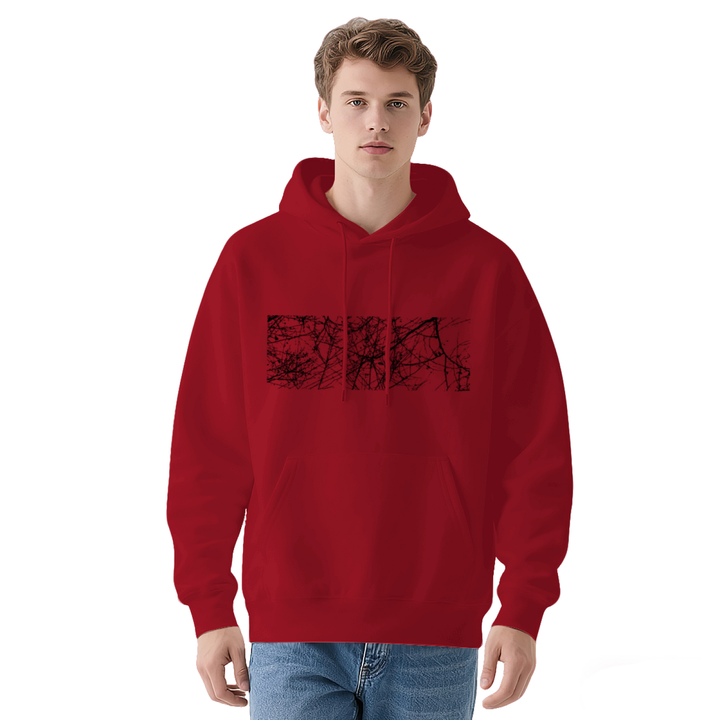 Minimal Dead Branch Art White Hoodie, Relaxed Comfort All-match Hoodie