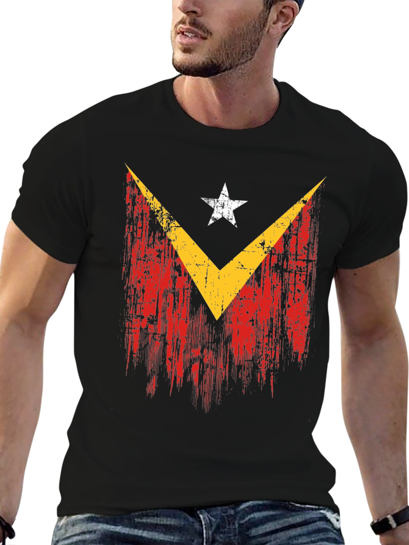 East Timor Flag Distressed Graphic T-Shirt