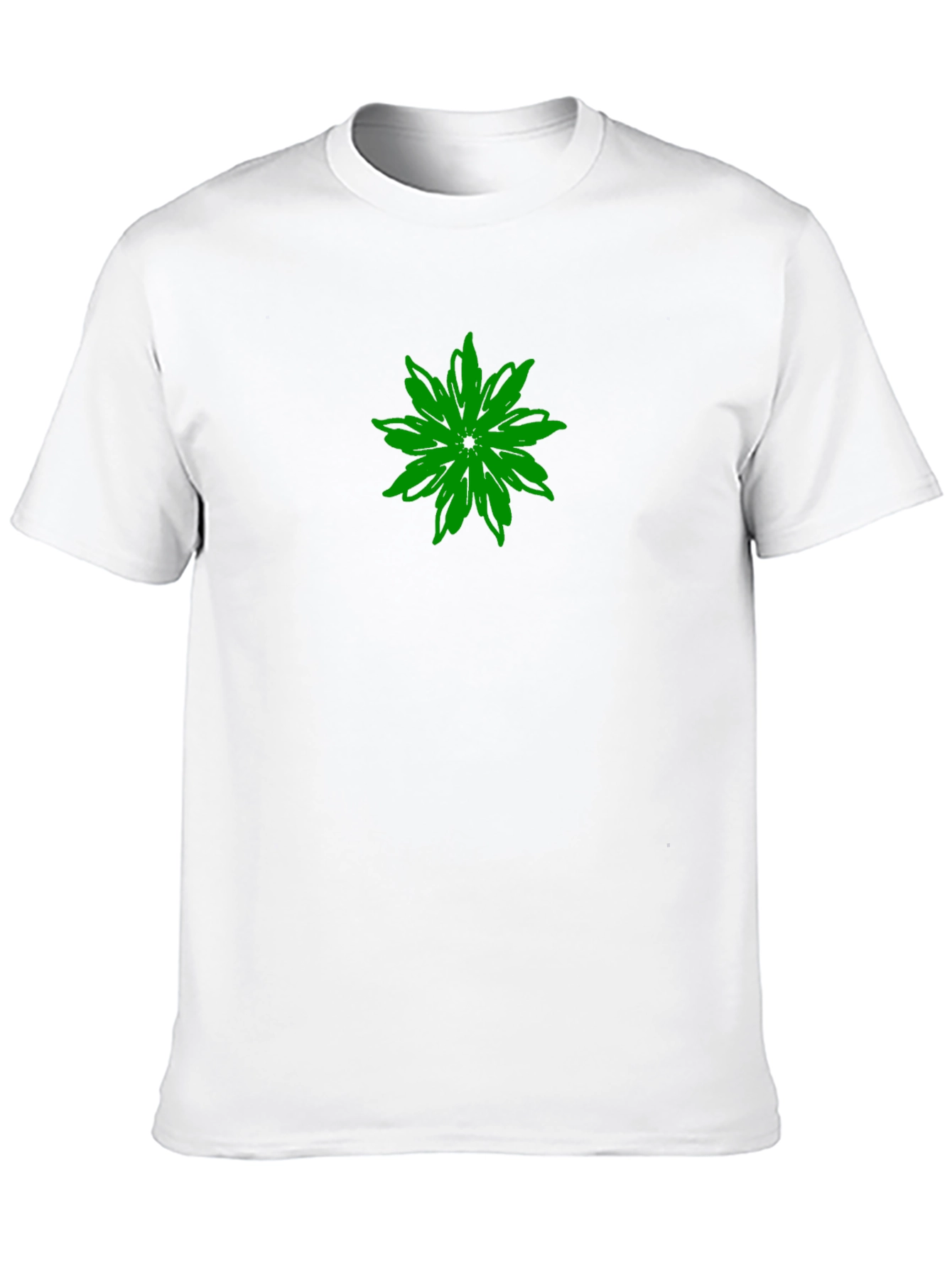 Green Flower Graphic Black T-Shirt