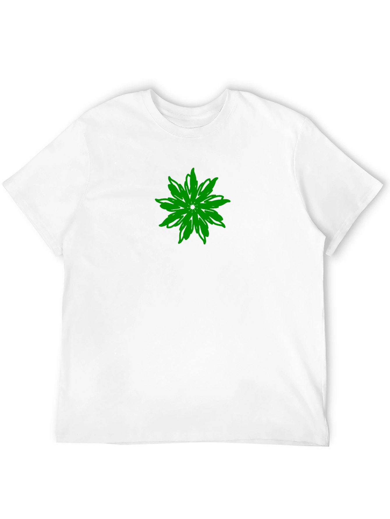 Green Flower Graphic Black T-Shirt