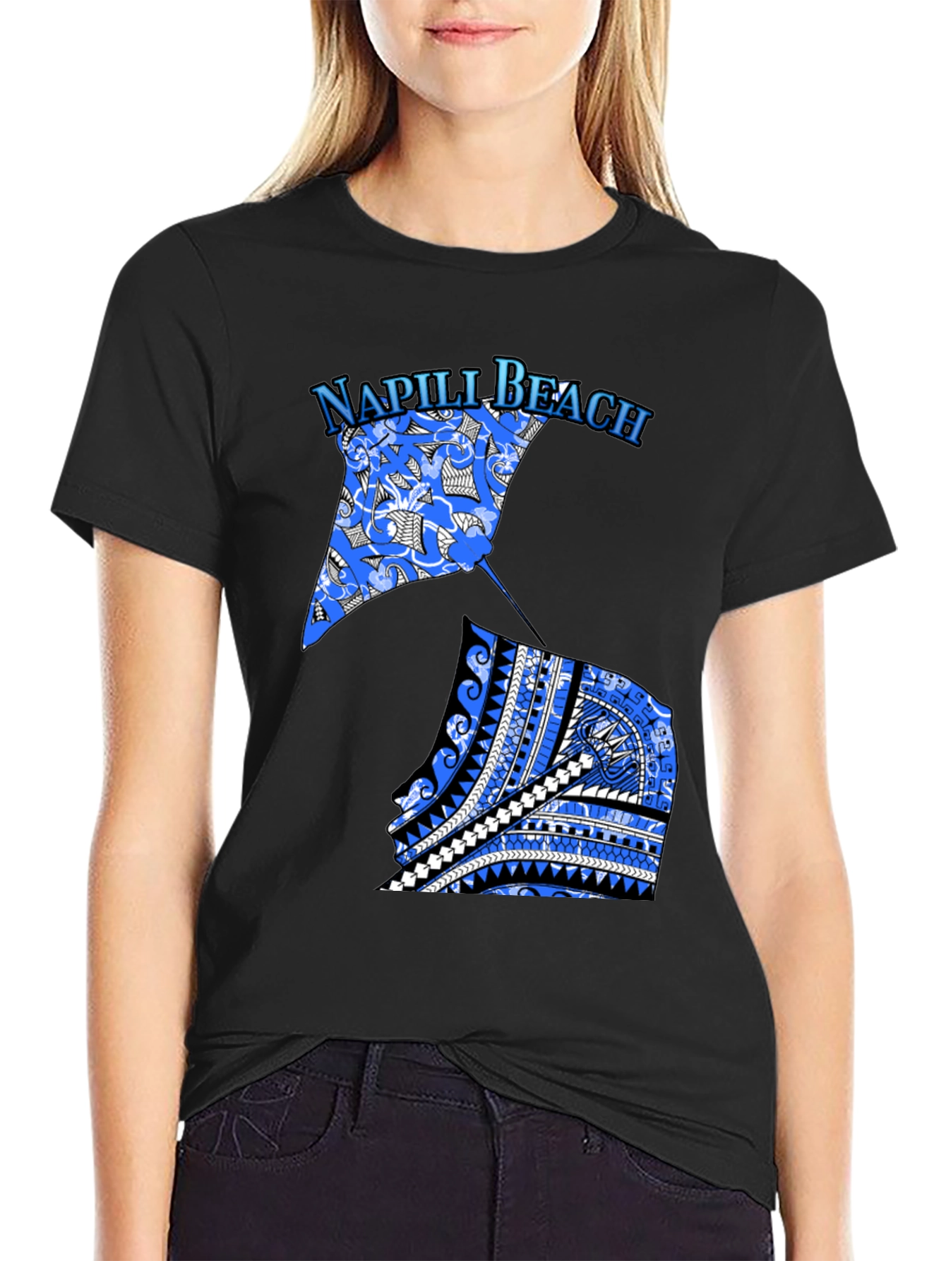 Napili Beach Graphic Tee - Manta Ray Design