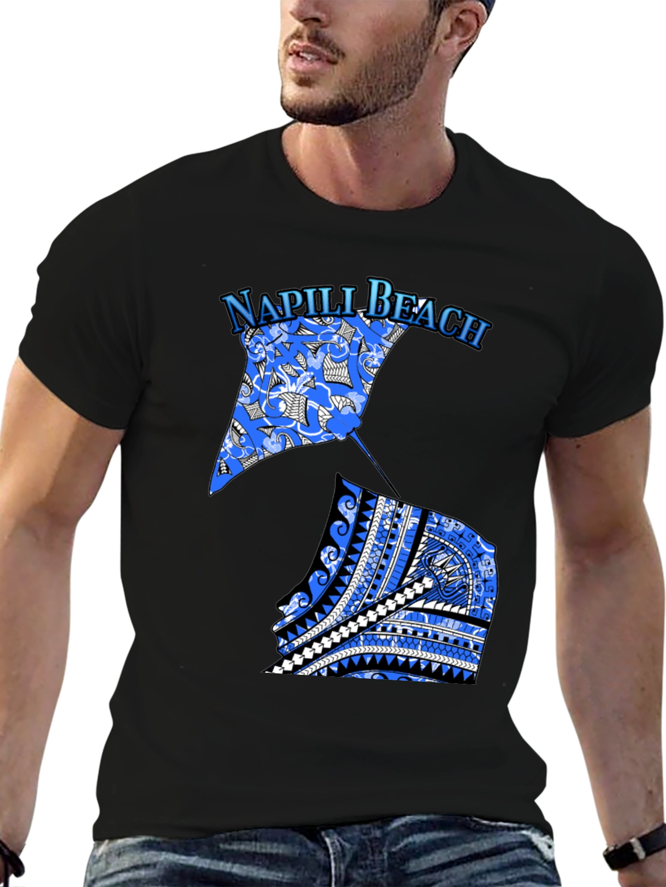 Napili Beach Graphic Tee - Manta Ray Design