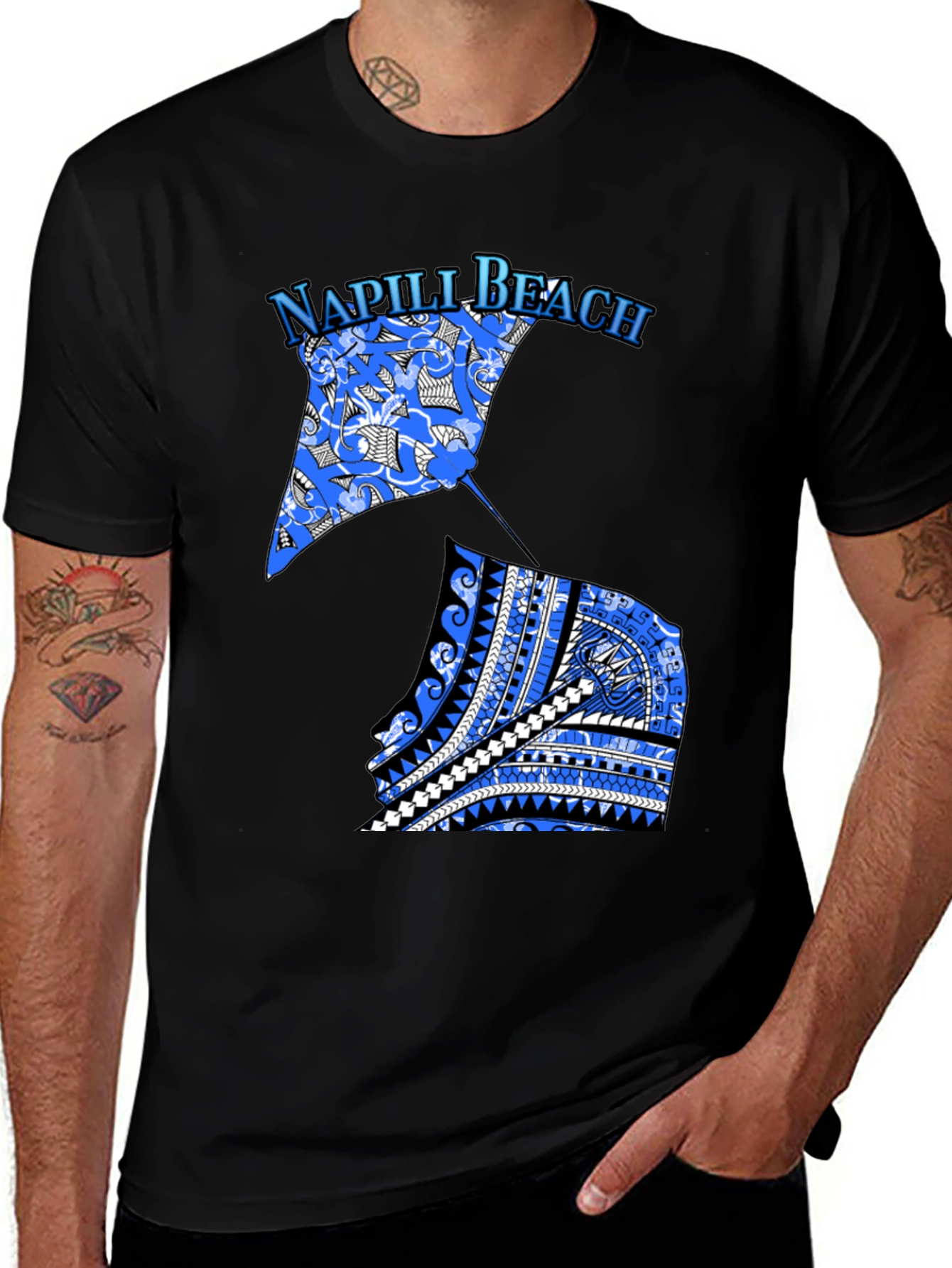 Napili Beach Graphic Tee - Manta Ray Design
