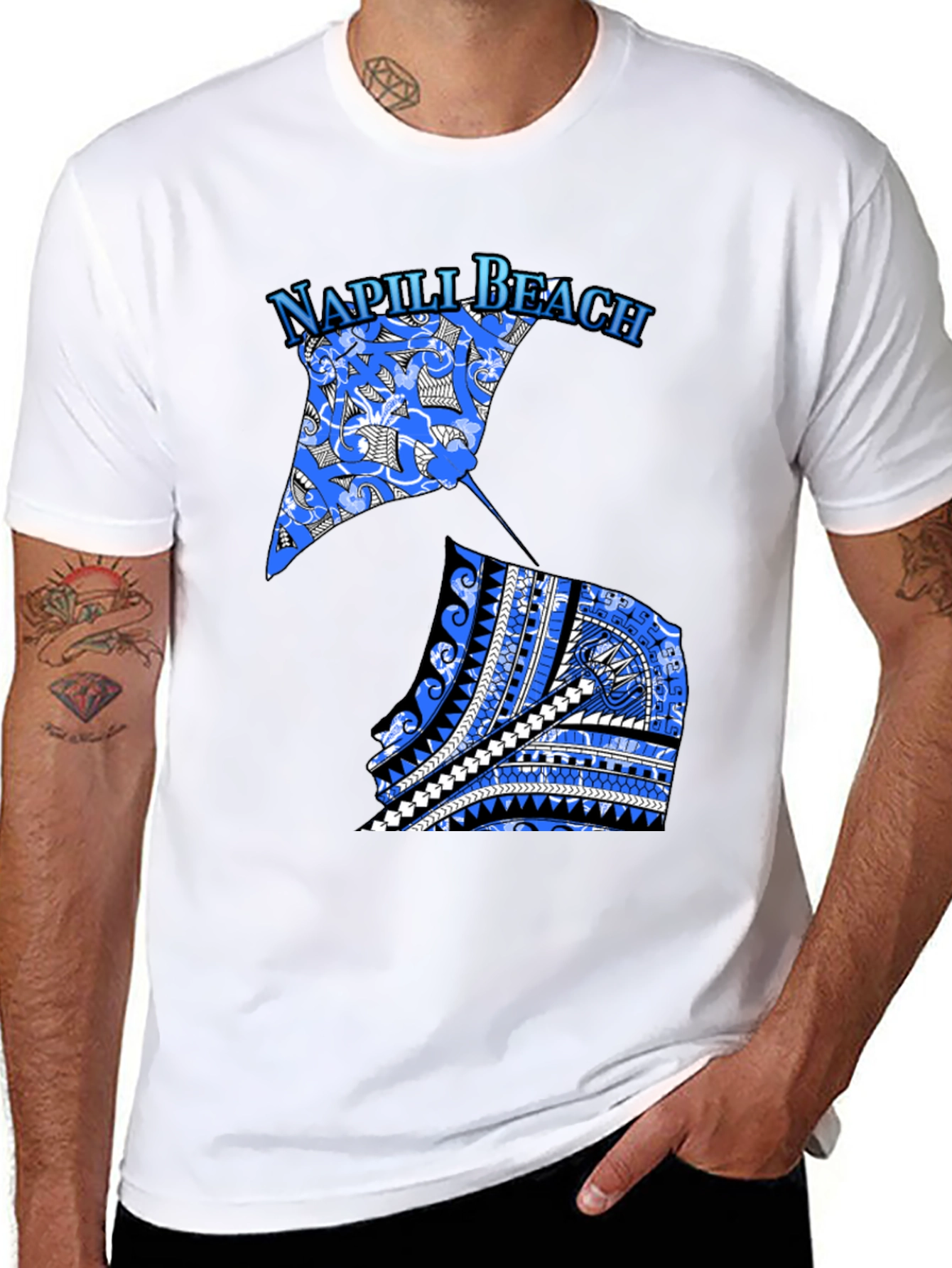 Napili Beach Graphic Tee - Manta Ray Design