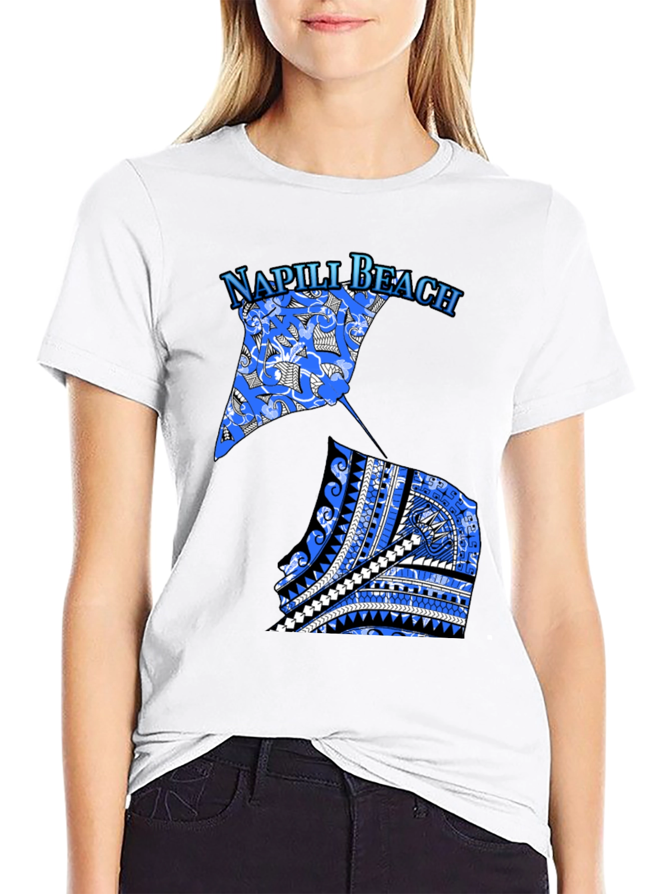 Napili Beach Graphic Tee - Manta Ray Design