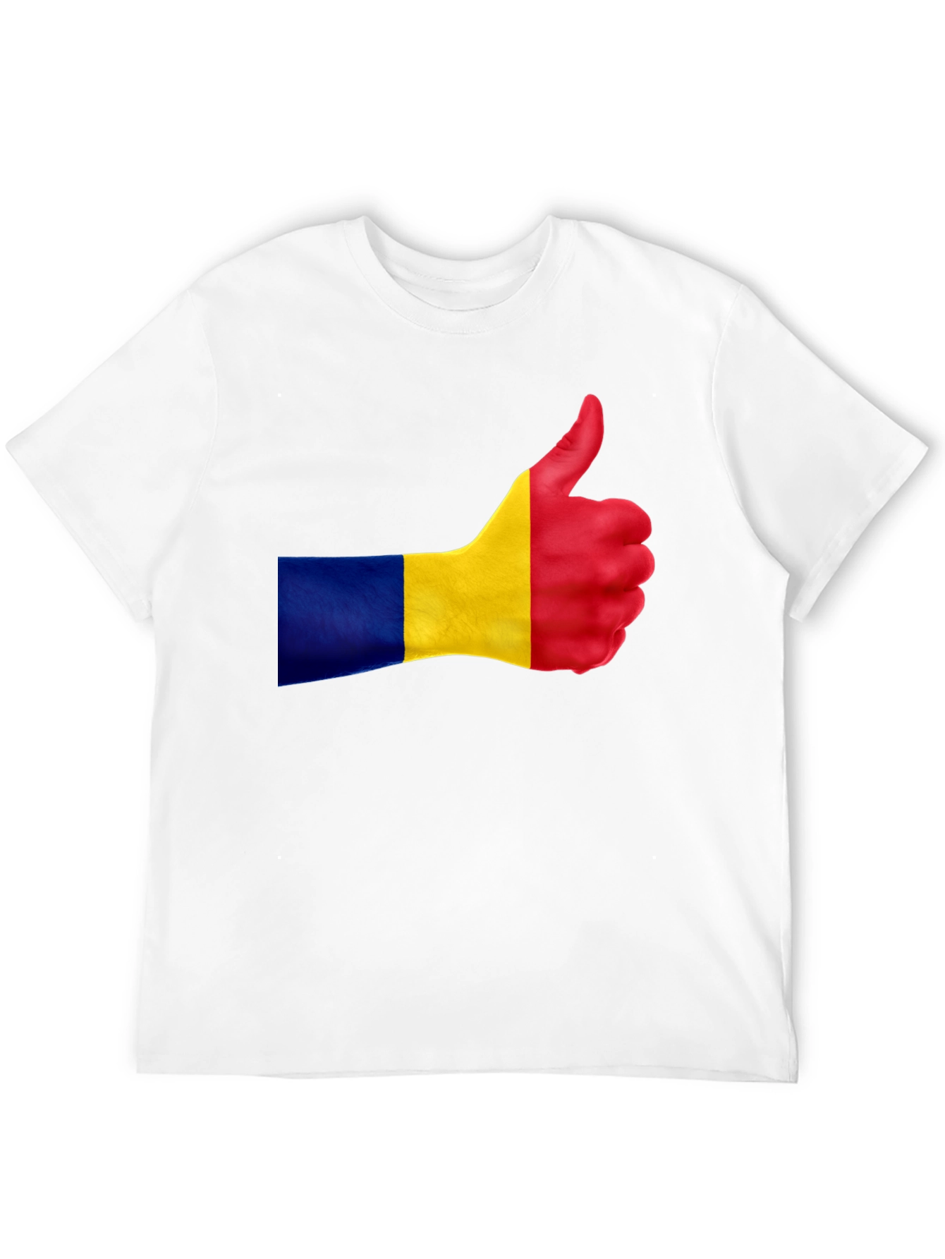 Romania Flag Thumbs Up Black T-Shirt