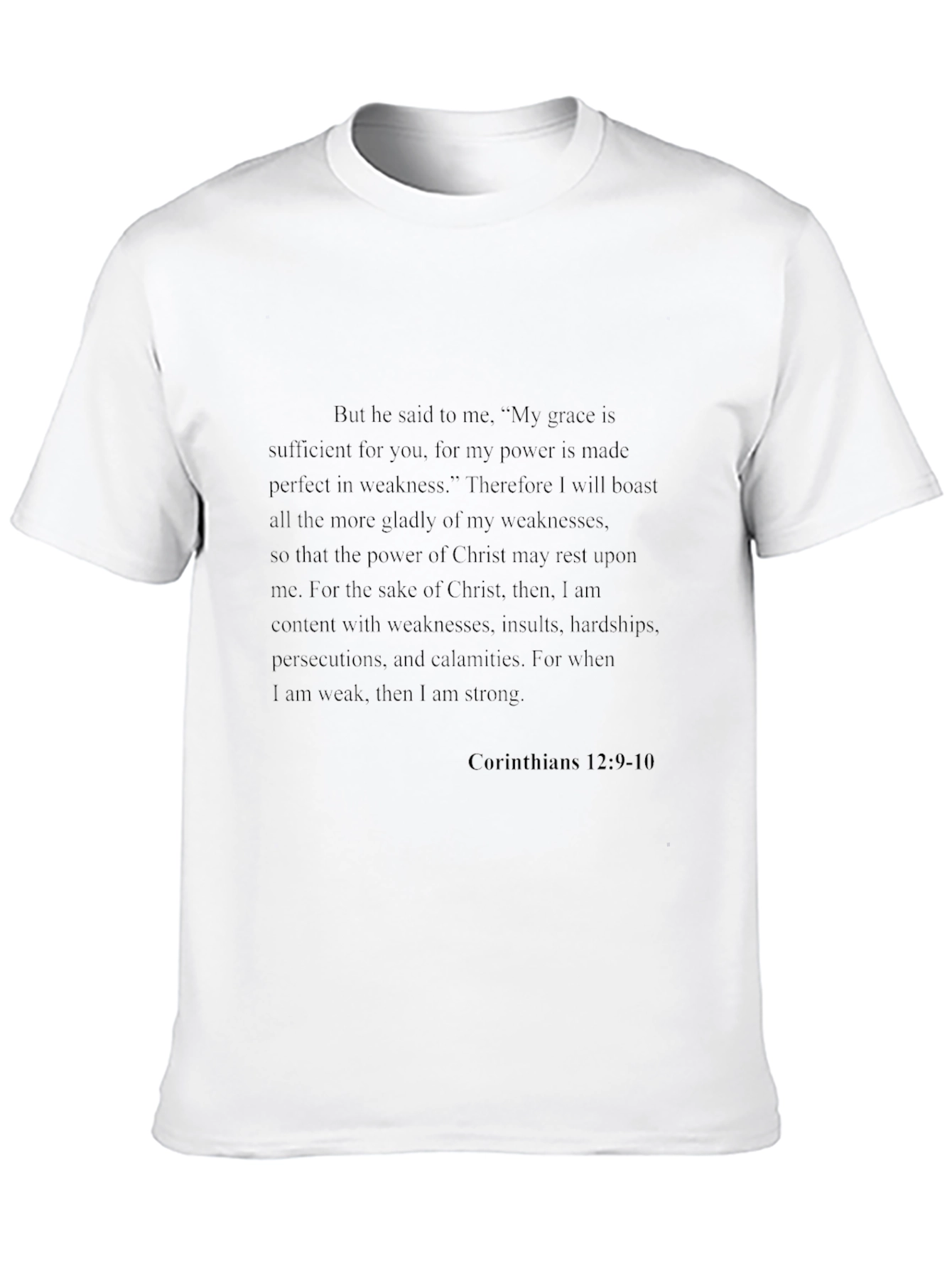 Faith-Based Black Tee - Corinthians 12:9-10
