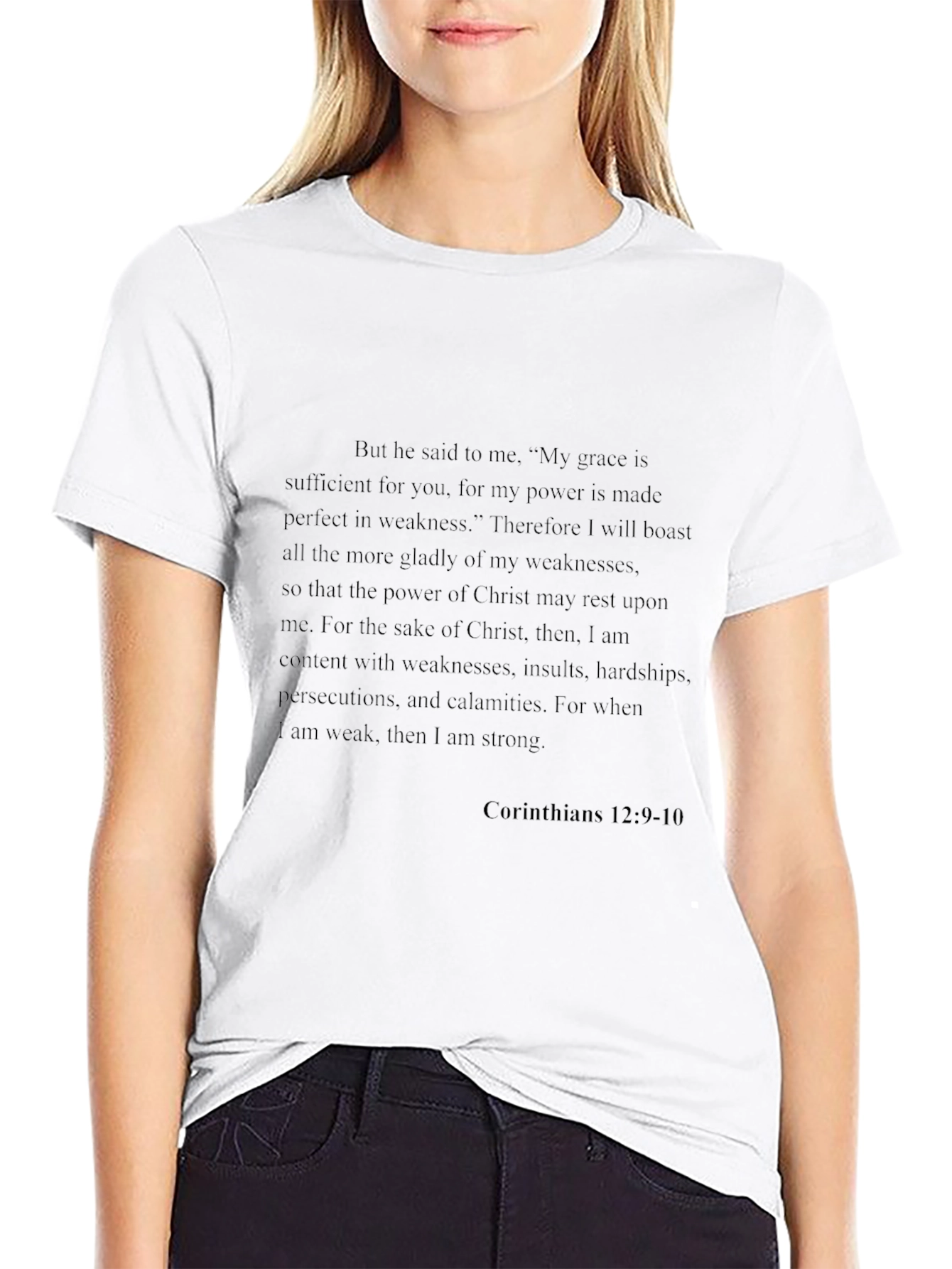 Faith-Based Black Tee - Corinthians 12:9-10