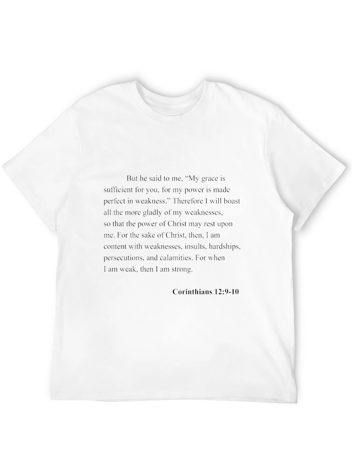 Faith-Based Black Tee - Corinthians 12:9-10