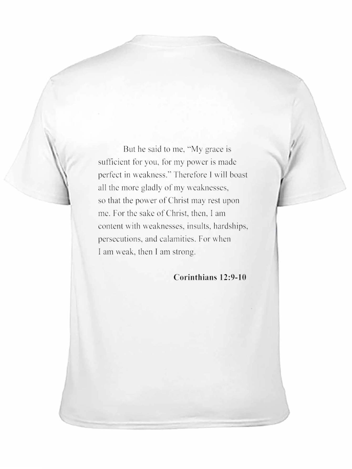 Faith-Based Black Tee - Corinthians 12:9-10