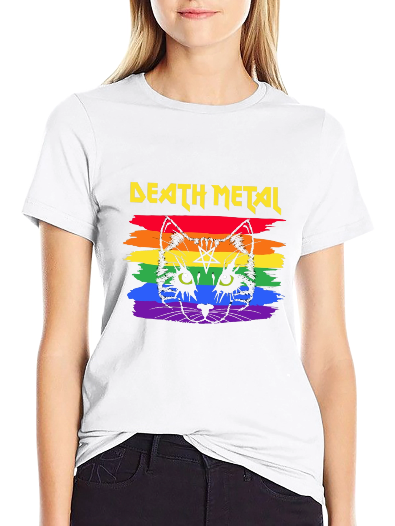 Death Metal Cat Rainbow T-Shirt