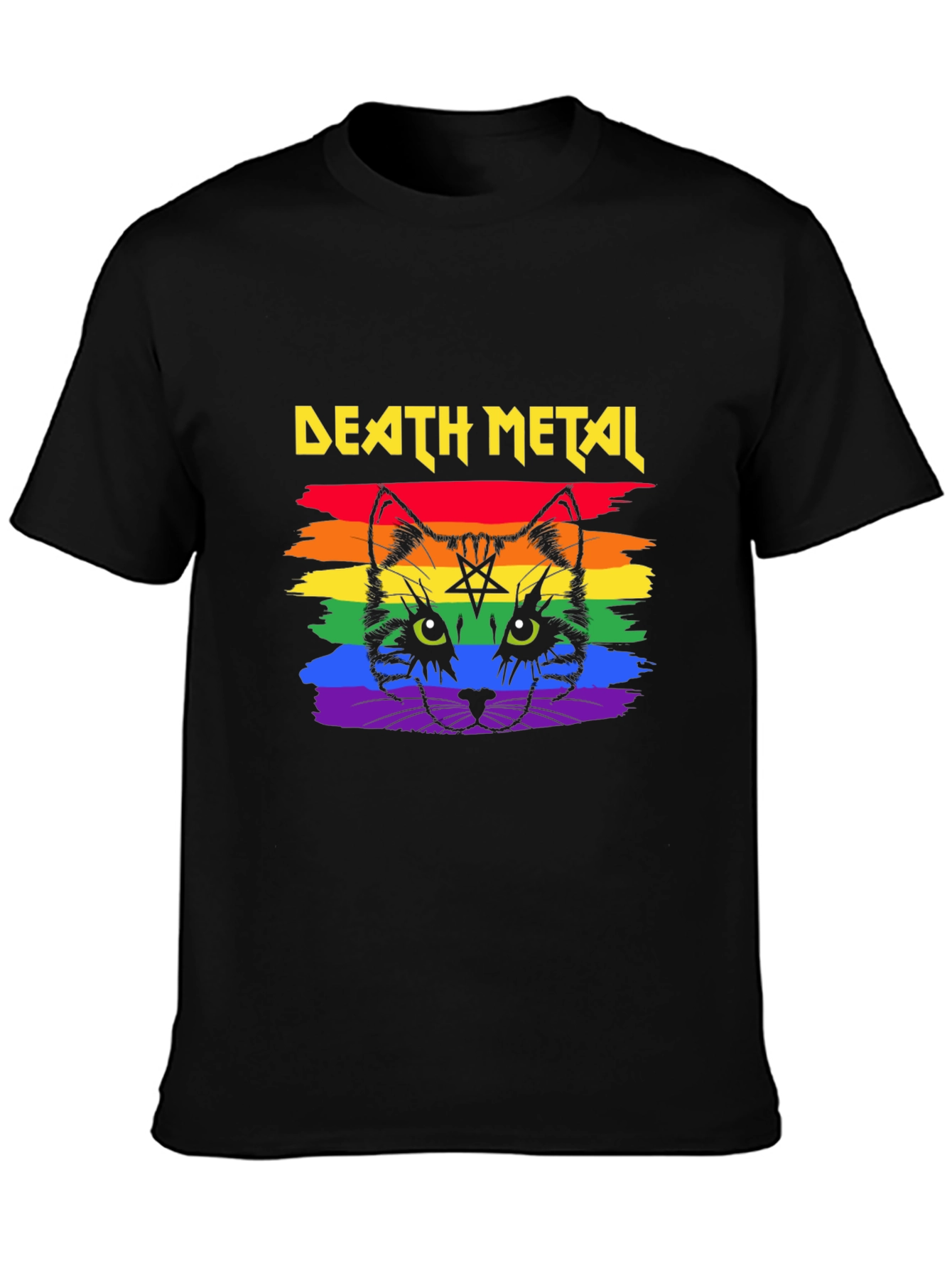 Death Metal Cat Rainbow T-Shirt
