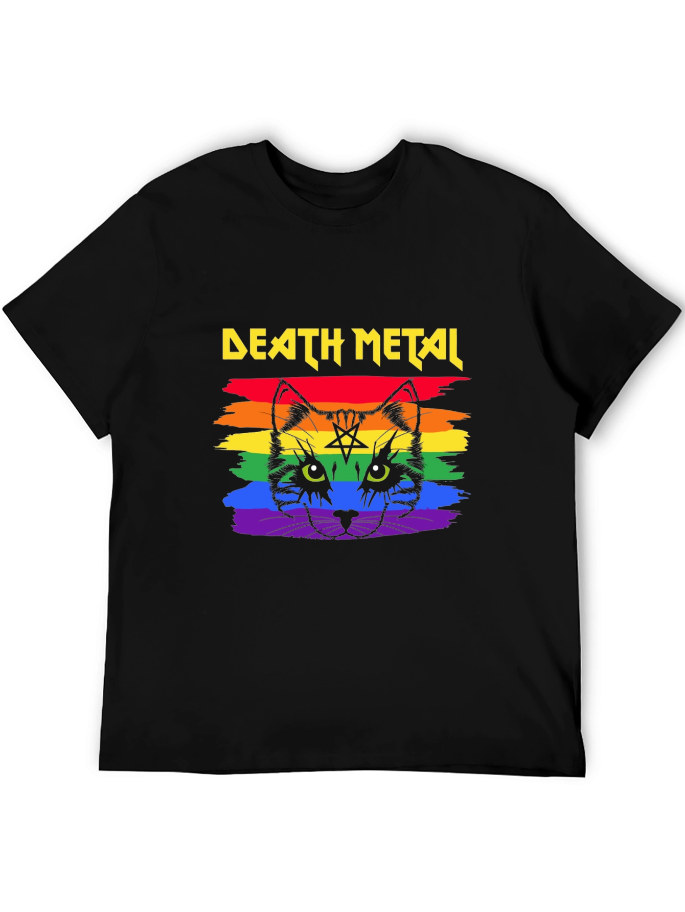 Death Metal Cat Rainbow T-Shirt