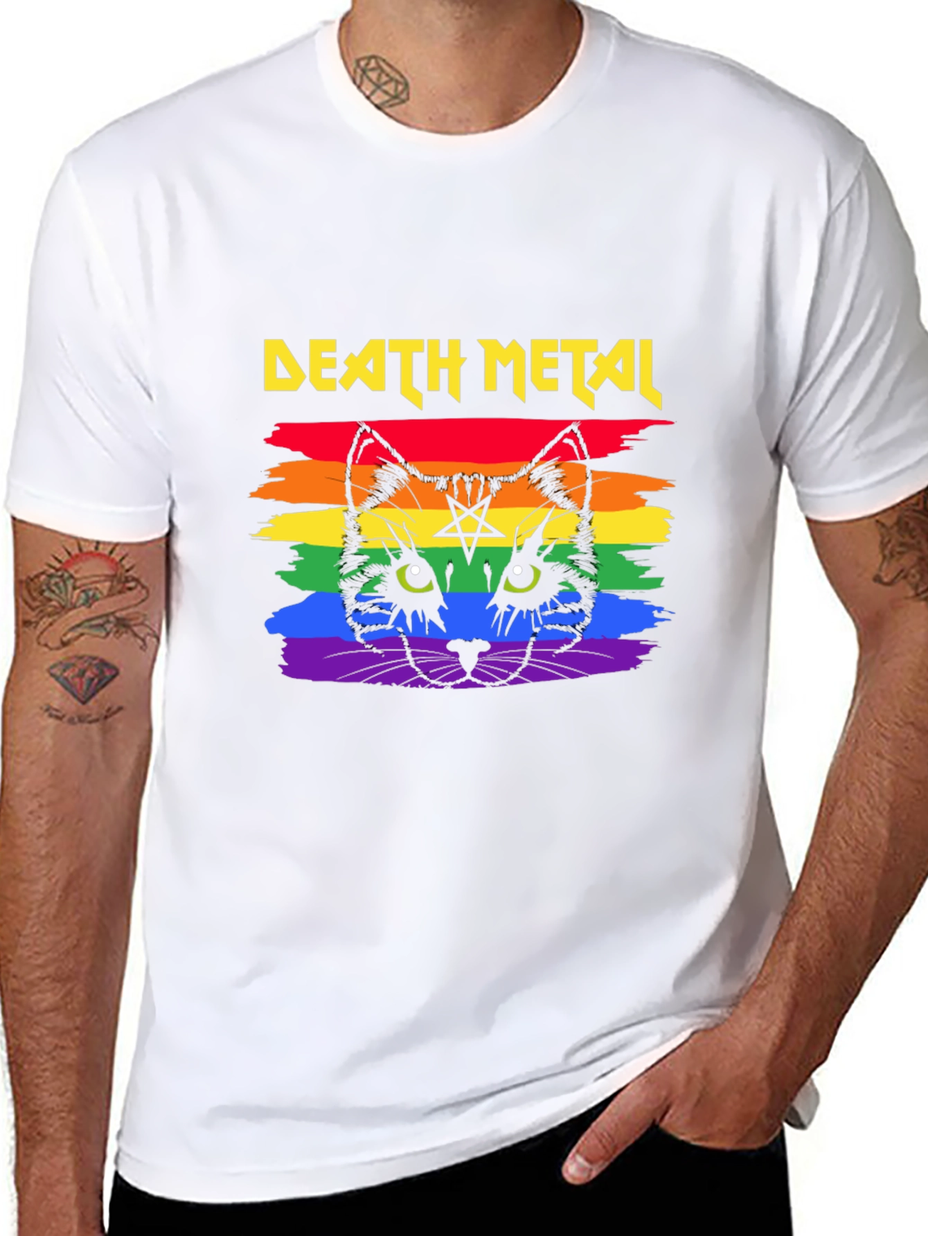 Death Metal Cat Rainbow T-Shirt