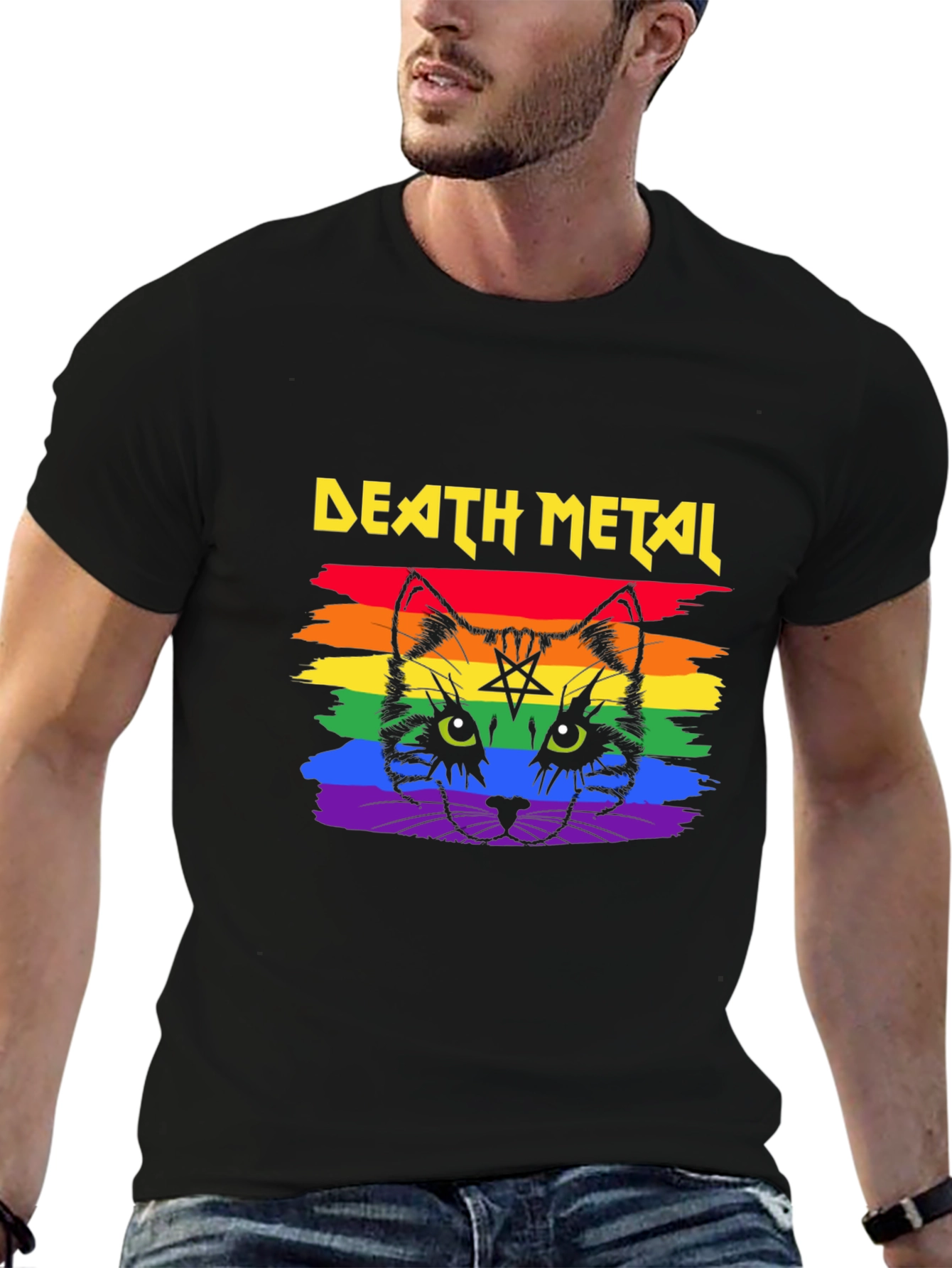 Death Metal Cat Rainbow T-Shirt