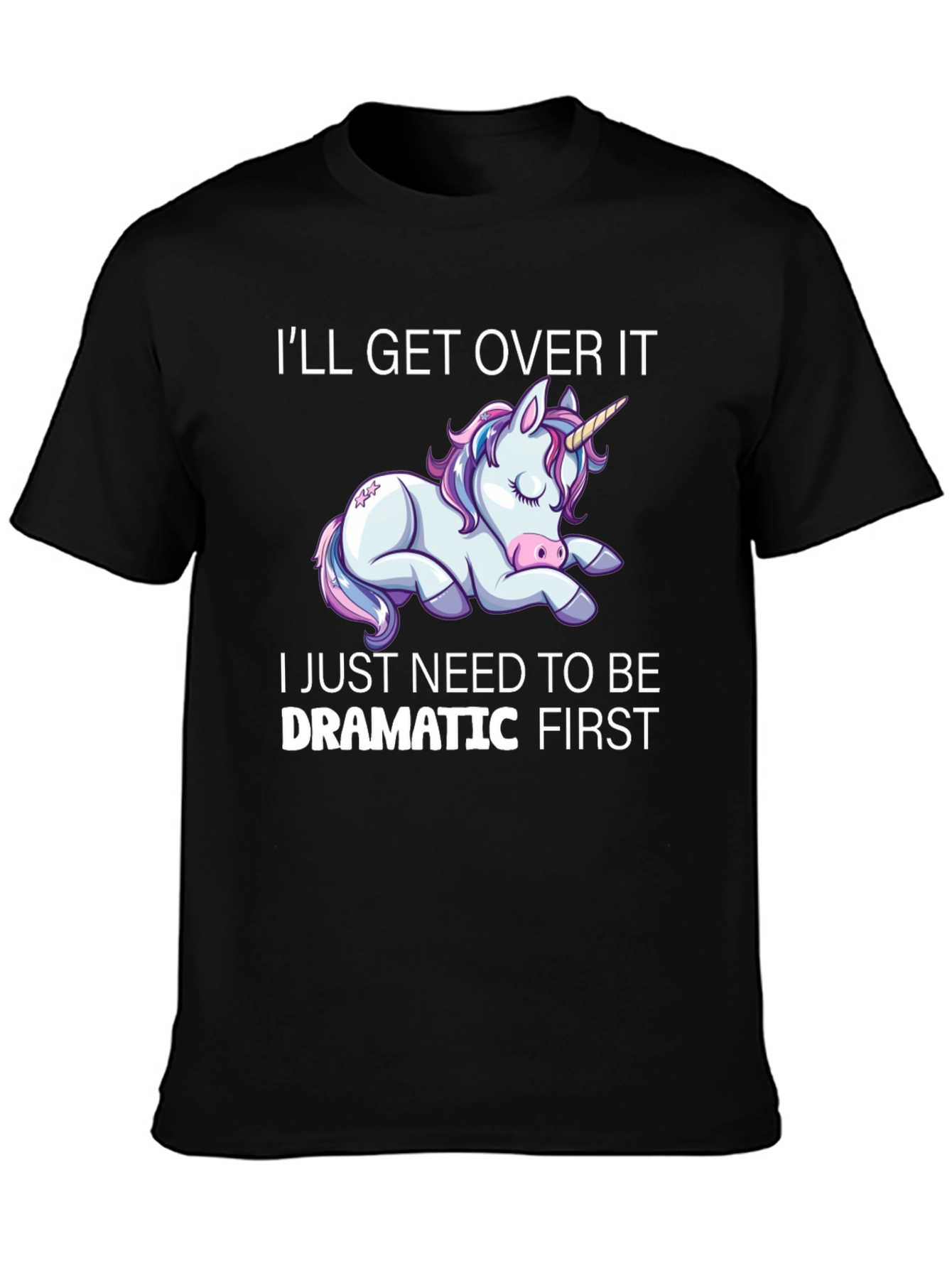 Dramatic Unicorn Graphic T-Shirt - Black