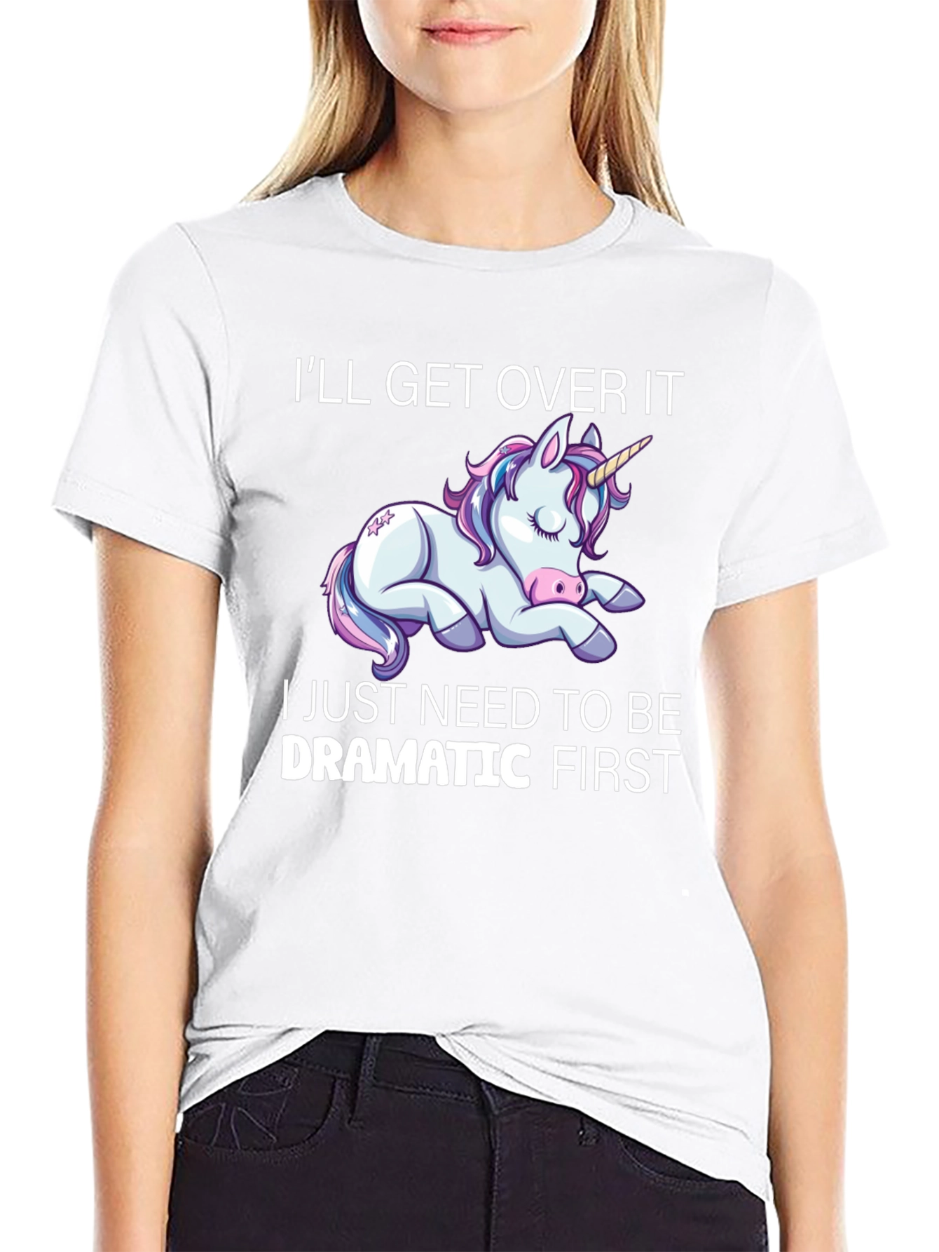 Dramatic Unicorn Graphic T-Shirt - Black