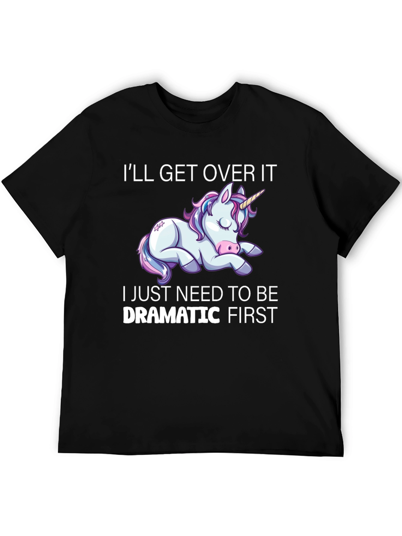 Dramatic Unicorn Graphic T-Shirt - Black