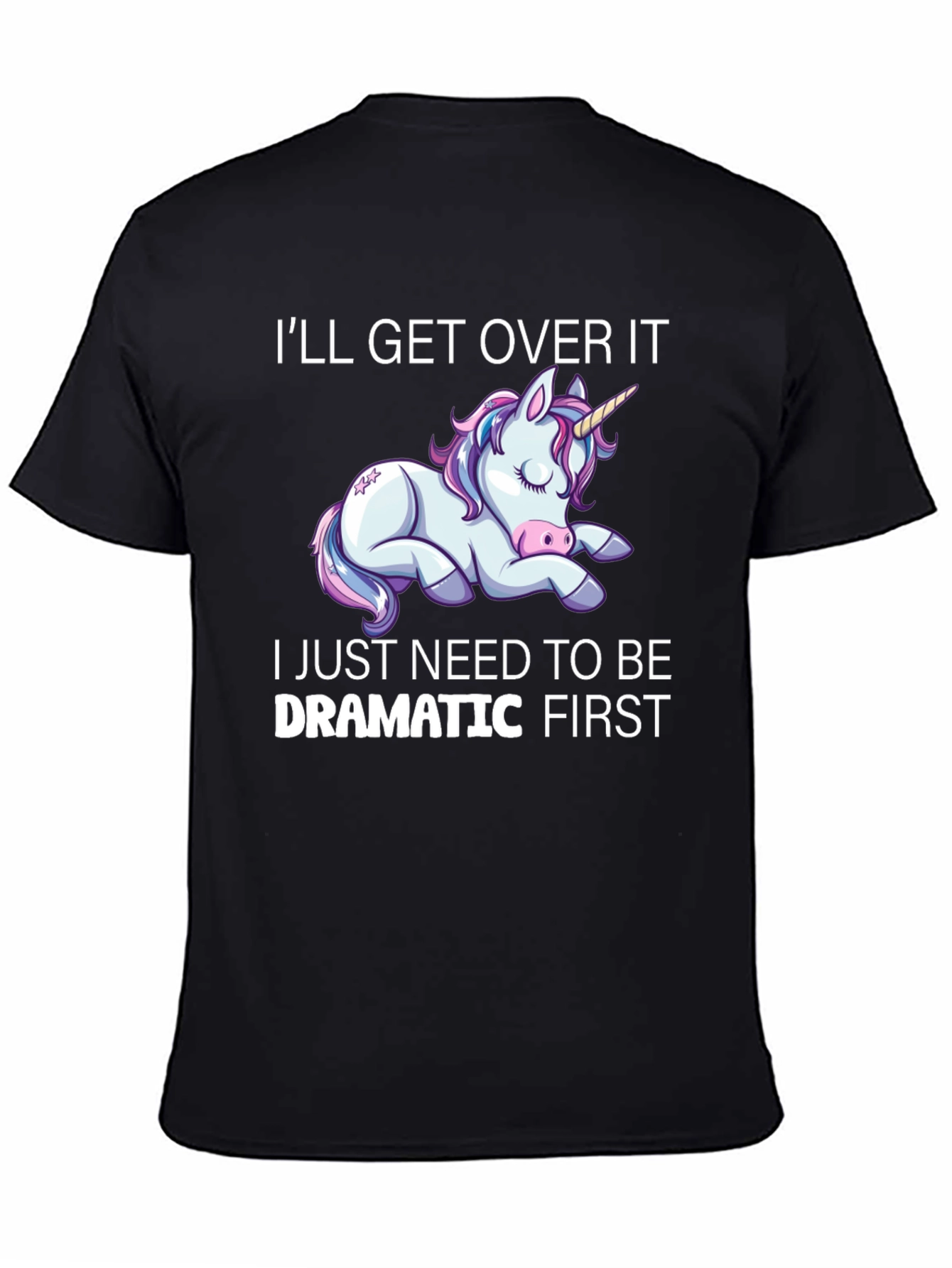 Dramatic Unicorn Graphic T-Shirt - Black