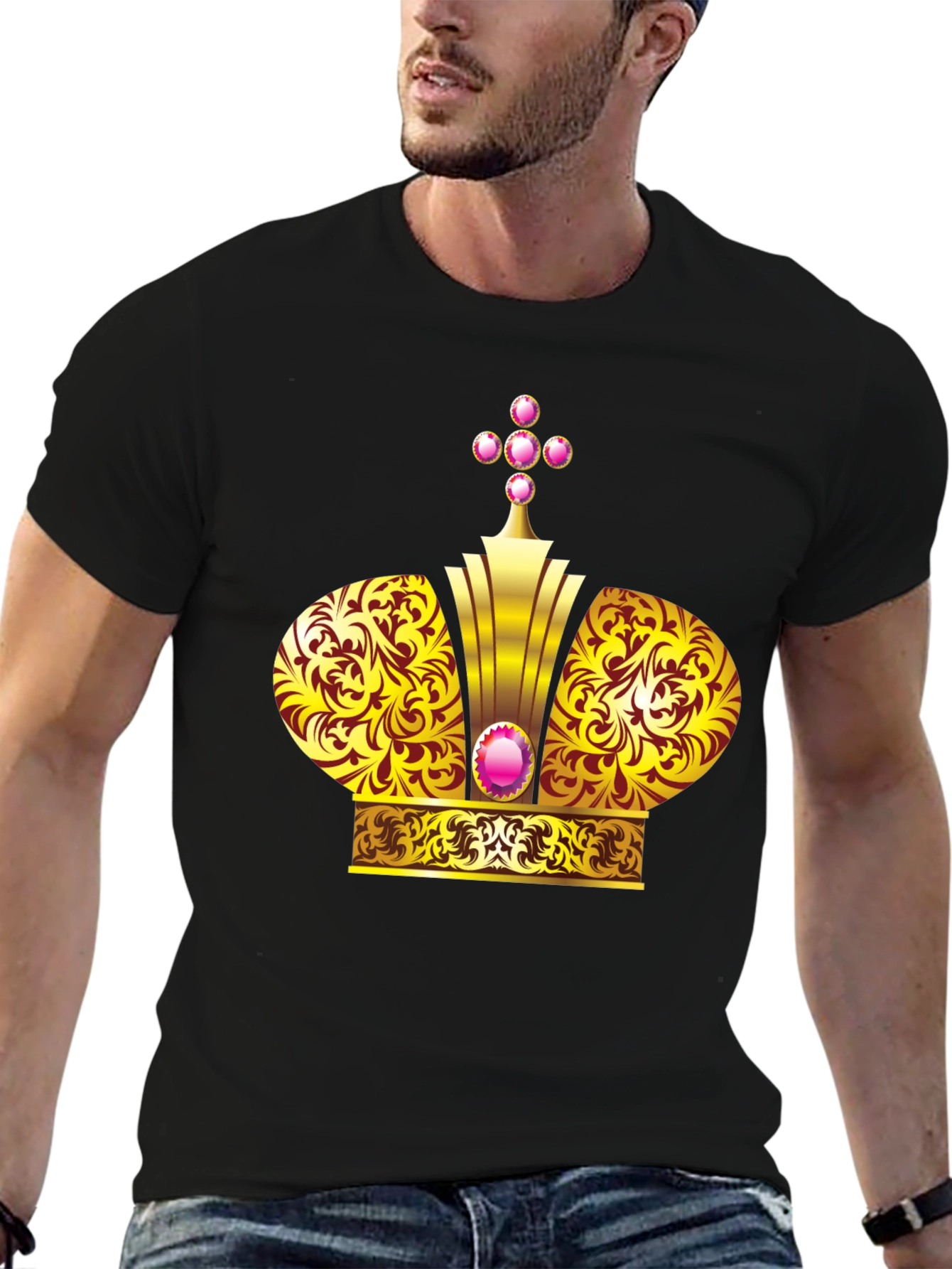 Golden Crown Graphic Black T-Shirt