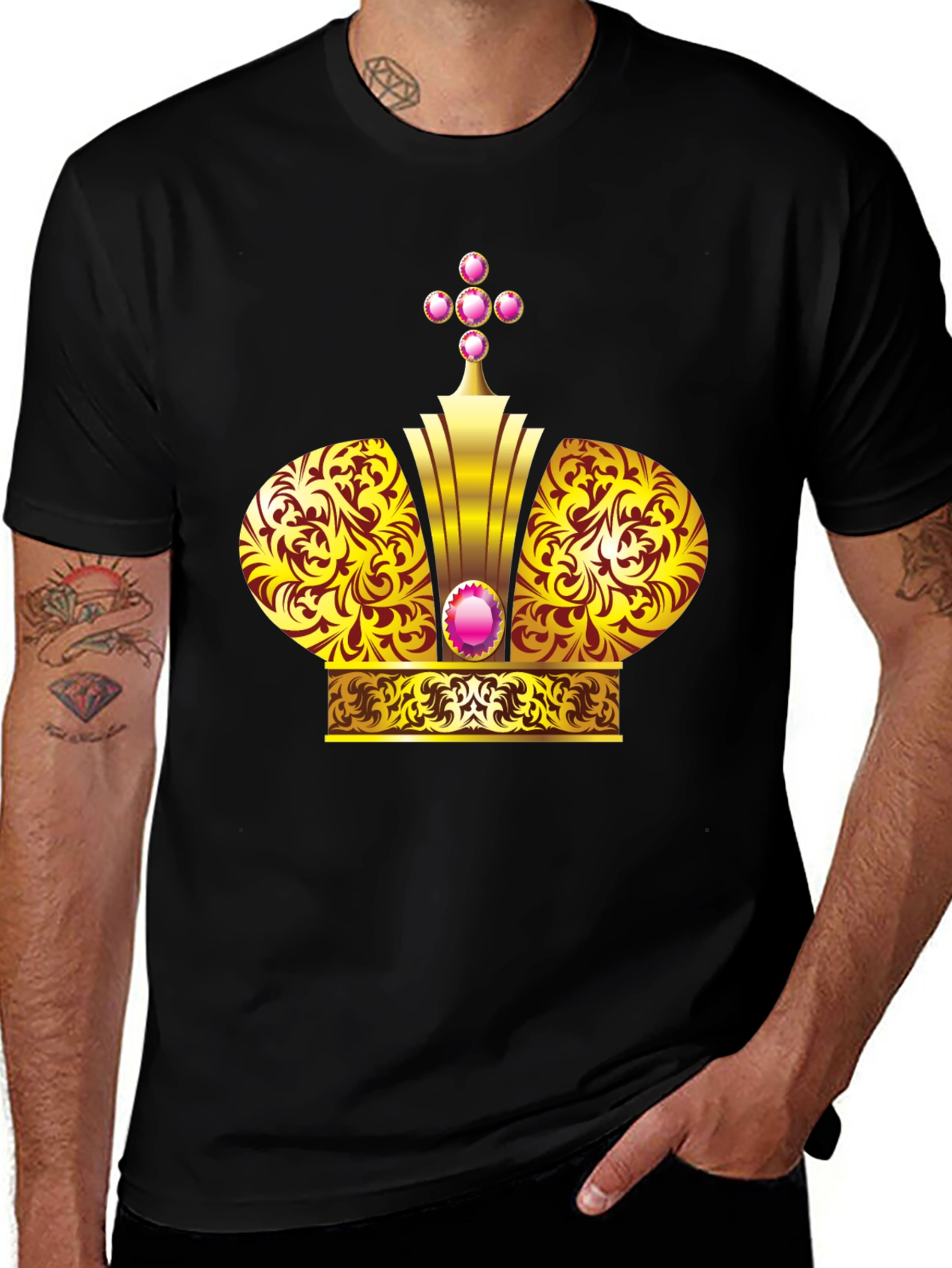 Golden Crown Graphic Black T-Shirt