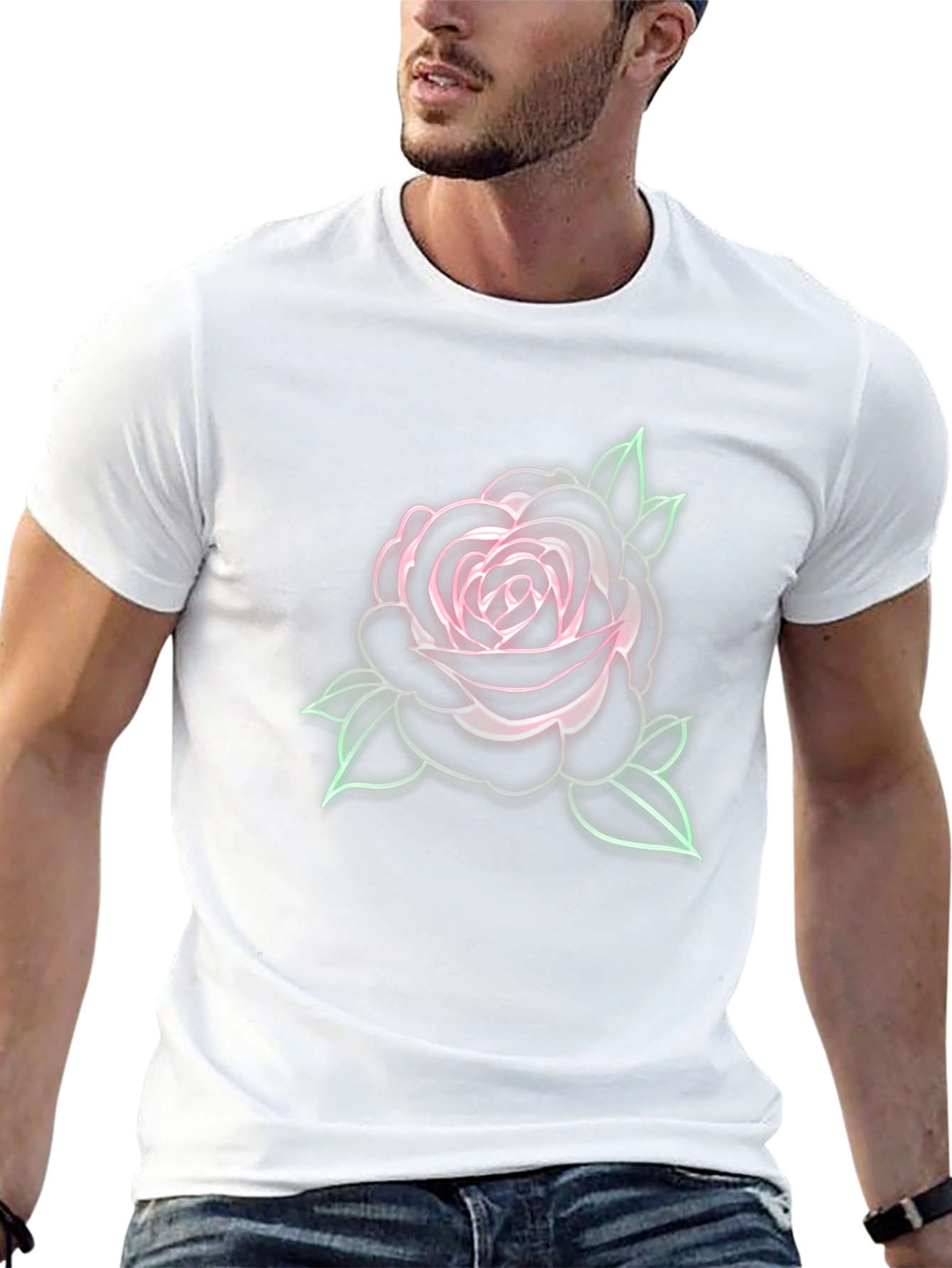 Neon Rose Graphic T-Shirt - Stylish Casual Wear