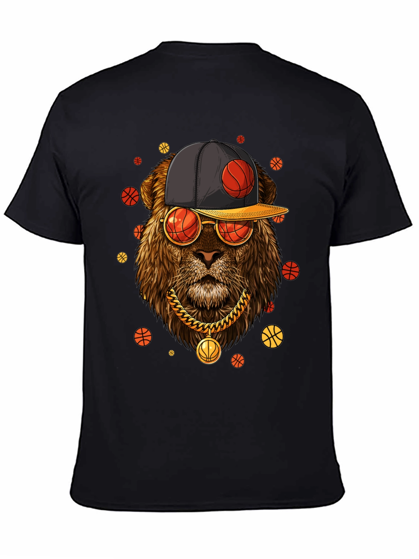 Lion with Basketball Hat & Glasses T-Shirt