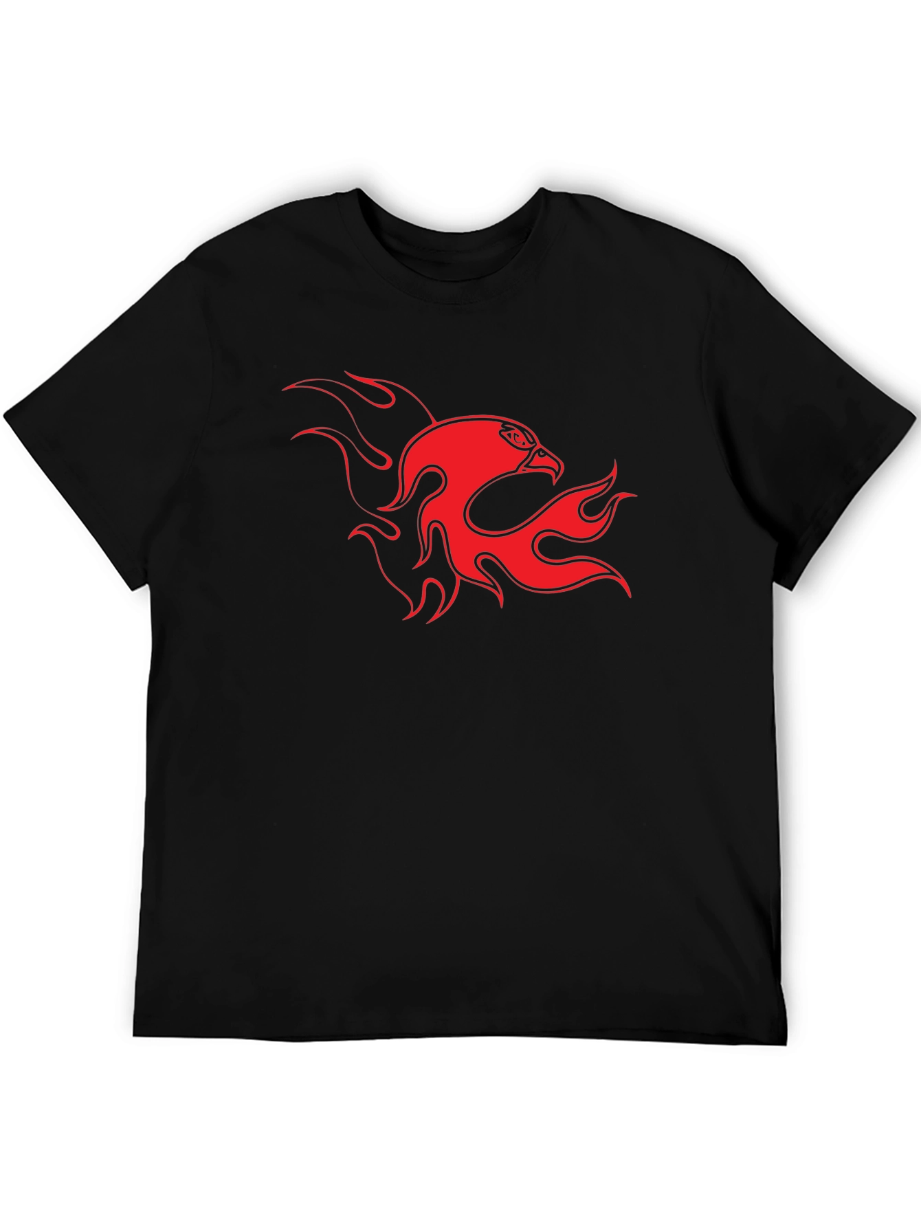 Bold Black Tee with Fiery Eagle Design