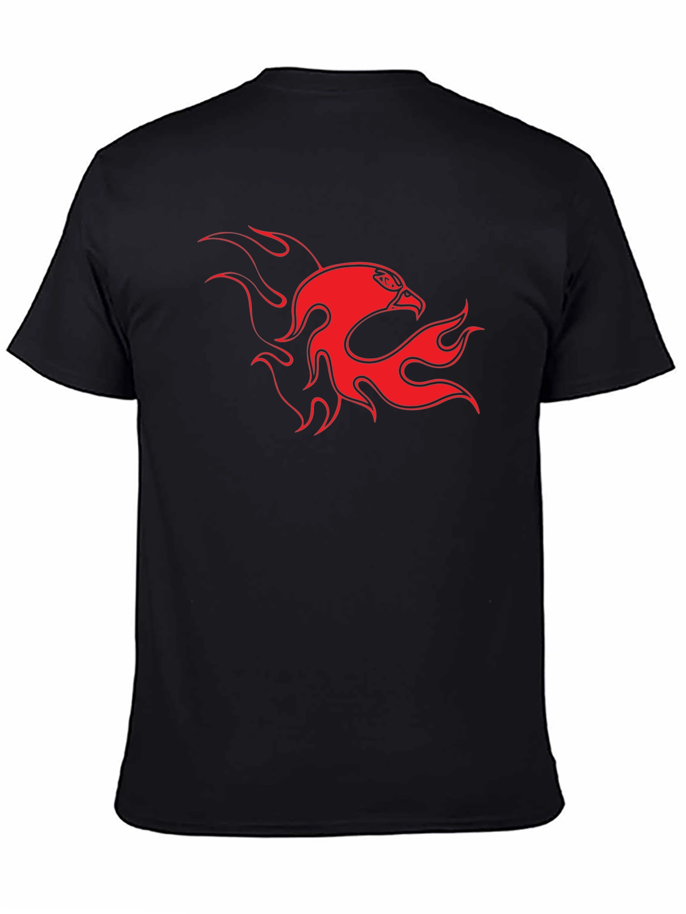 Bold Black Tee with Fiery Eagle Design