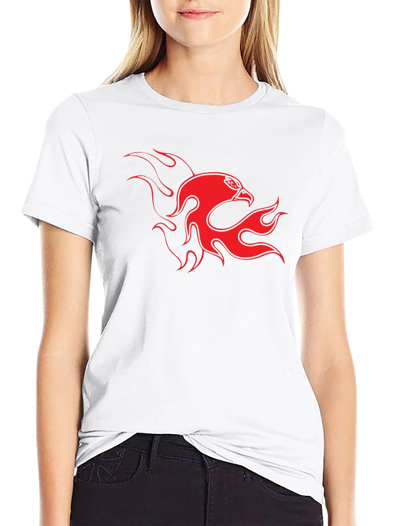 Bold Black Tee with Fiery Eagle Design