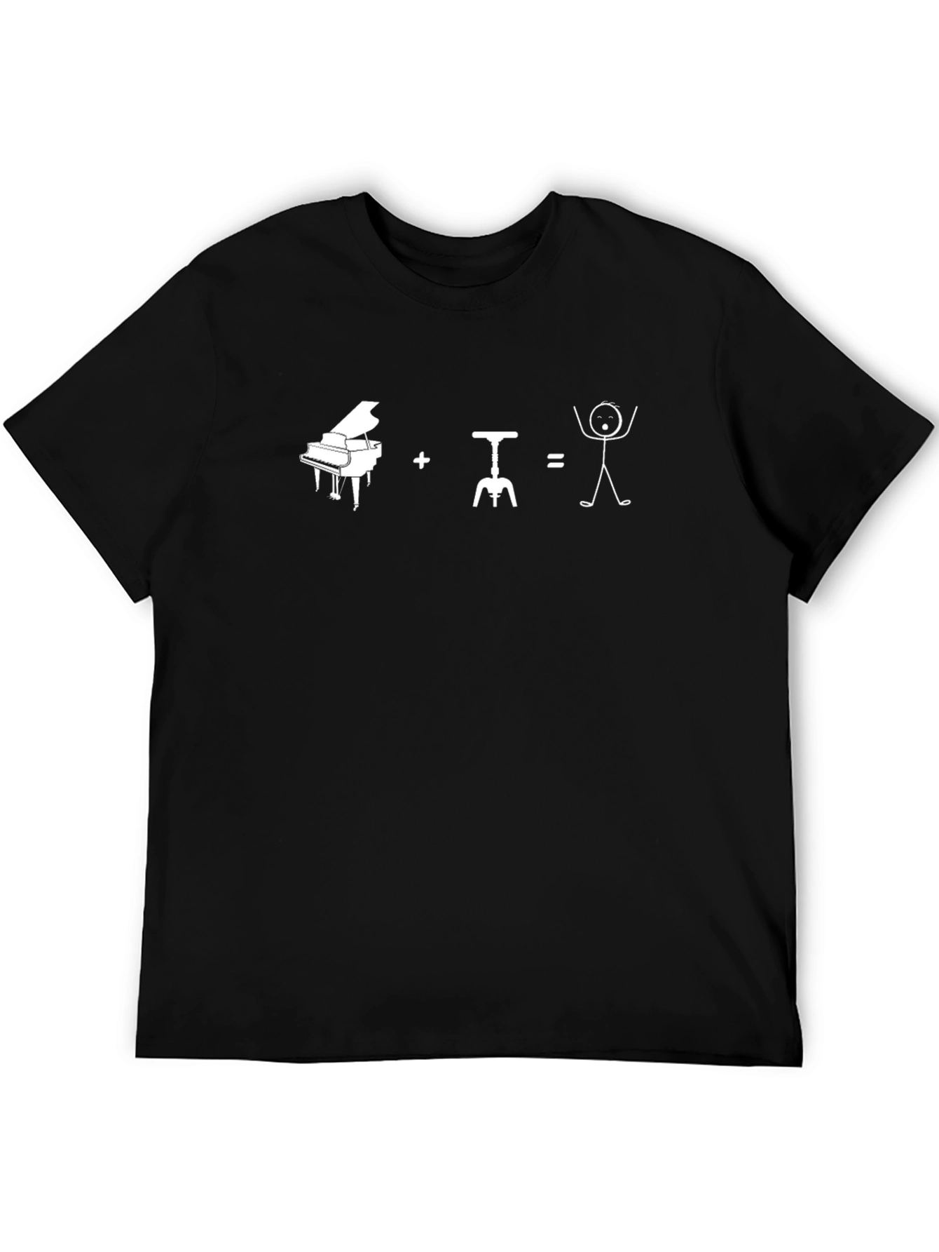 Funny Piano Wine Equals Stick Figure Graphic T-Shirt